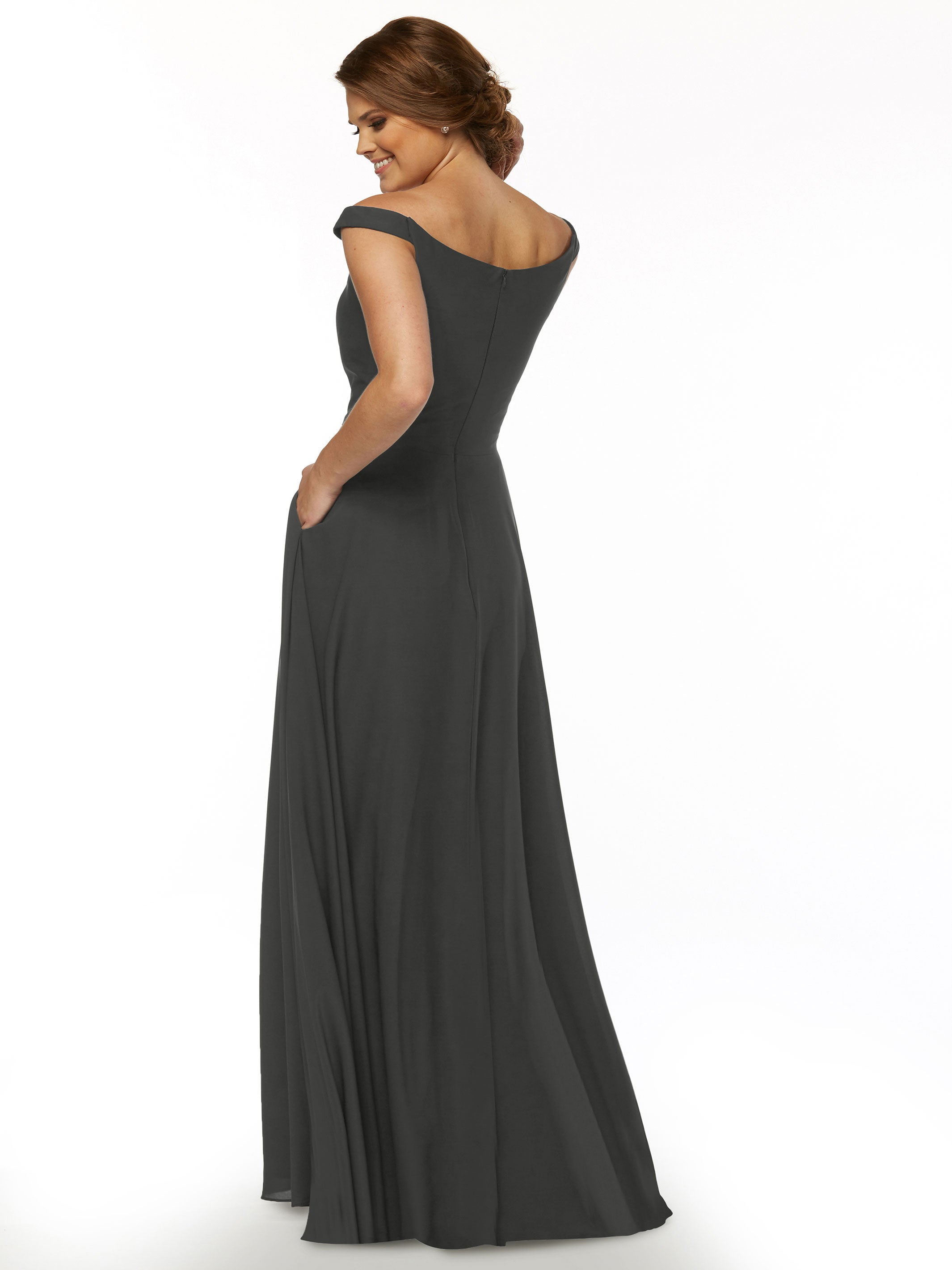 Elegant Off-the-Shoulder Stretch Chiffon A-Line Bridesmaid Dress - Perfect for Weddings, Parties & Formal Events (Style 83005)