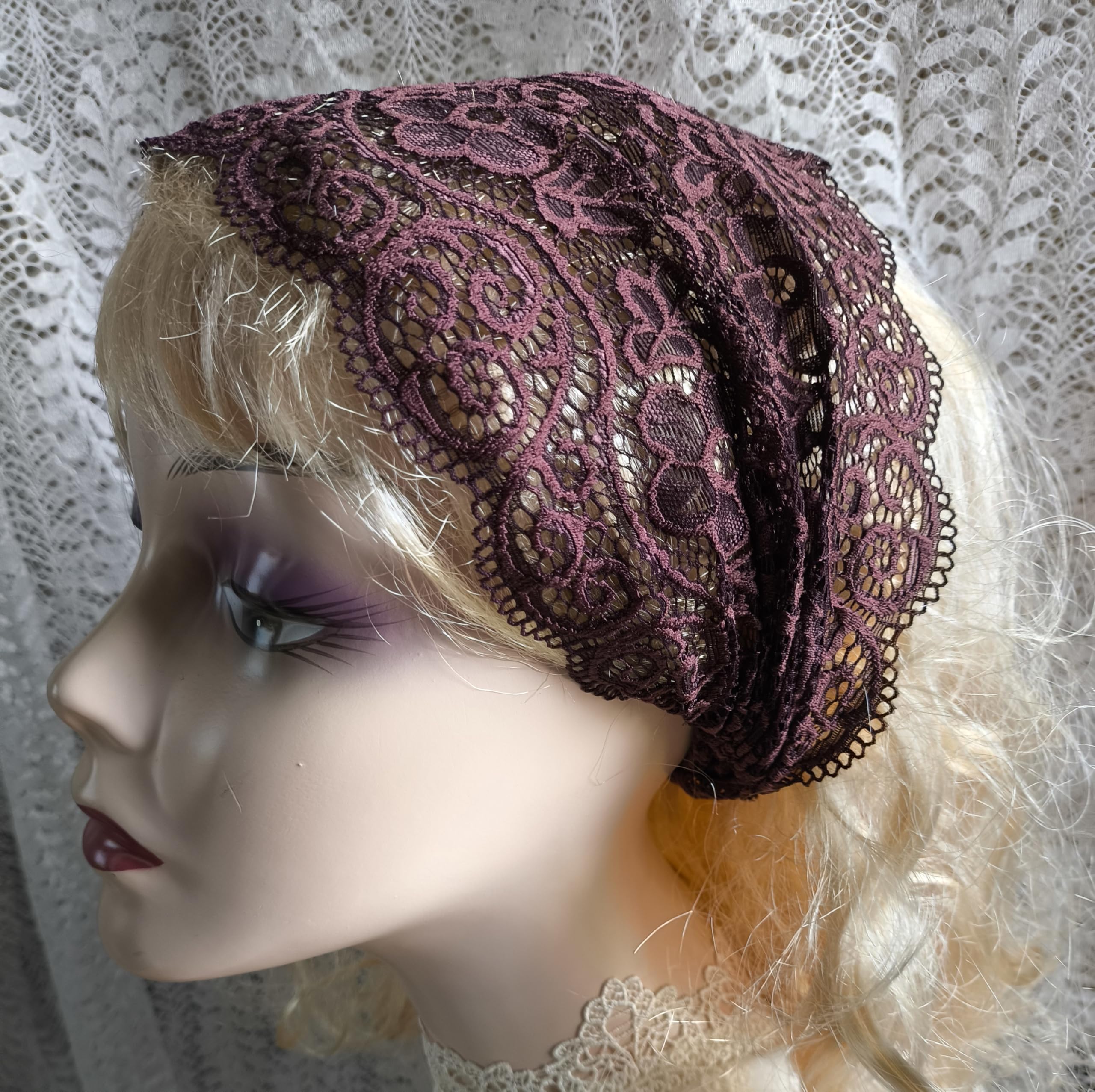 Women's Stretch Lace Headbands - Wide Turban Headwraps for Yoga, Workout & Everyday Wear - Soft & Comfortable Hair Accessories (Brown) - Perfect for Gym, Running, Sports and Fashion Styling