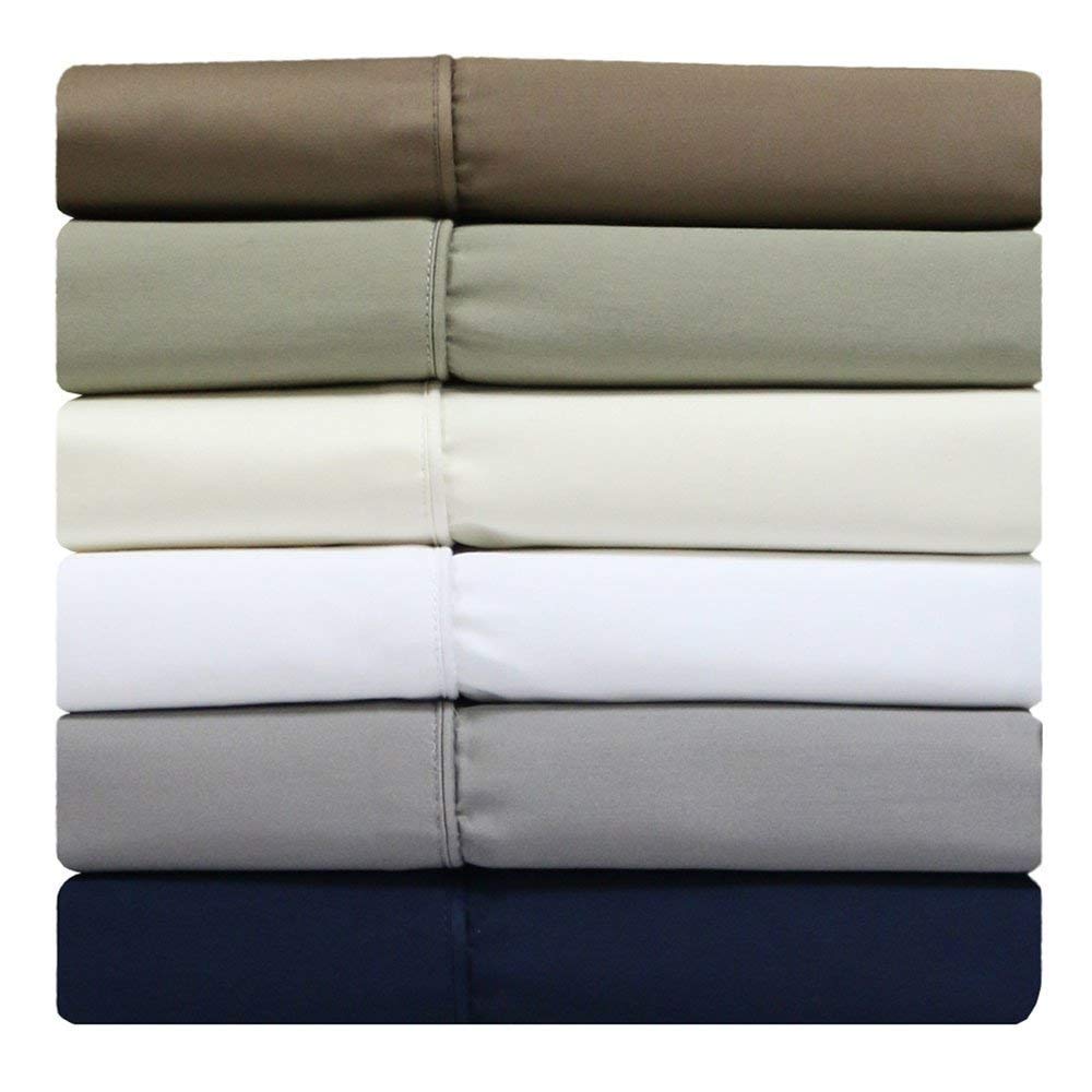 Premium 100% Cotton Split-Top Queen Size Sheet Set - 300 Thread Count Sateen Weave, Sky Blue, 21