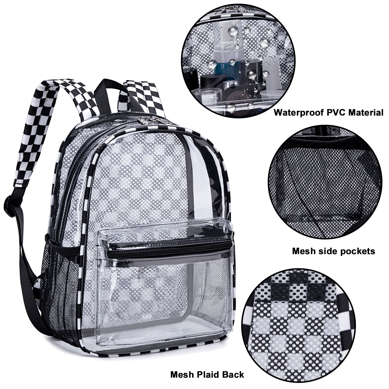 Clear Mini Backpack 12x12x6 - Small Transparent Stadium Bag for Concerts, Festivals & Travel | See-Through Plastic Security Purse for Work & Events | Perfect for Stadium Security Checks, Music Festivals & Airport Travel