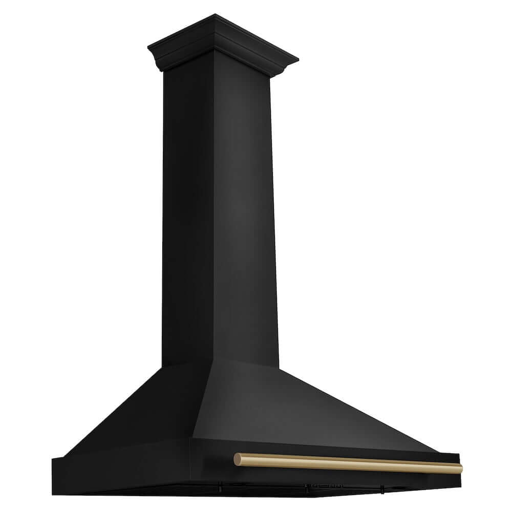 ZLINE Autograph Edition 36 Inch Black Stainless Steel Wall Mount Range Hood with Accent Handle (BSKB4Z 36) - Professional Kitchen Ventilation for Modern Homes