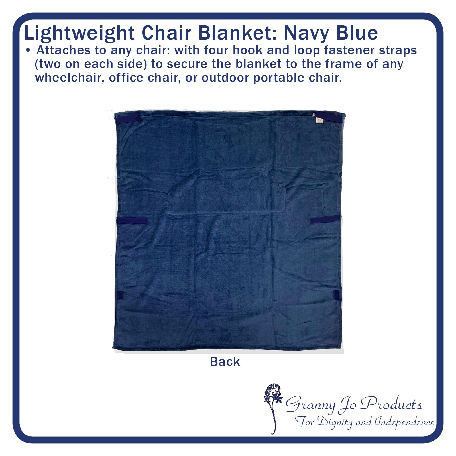 Granny Jo Lightweight Wheelchair Blanket - Soft & Warm Navy Blue Fleece Throw - Perfect for Seniors, Travel & Outdoor Use