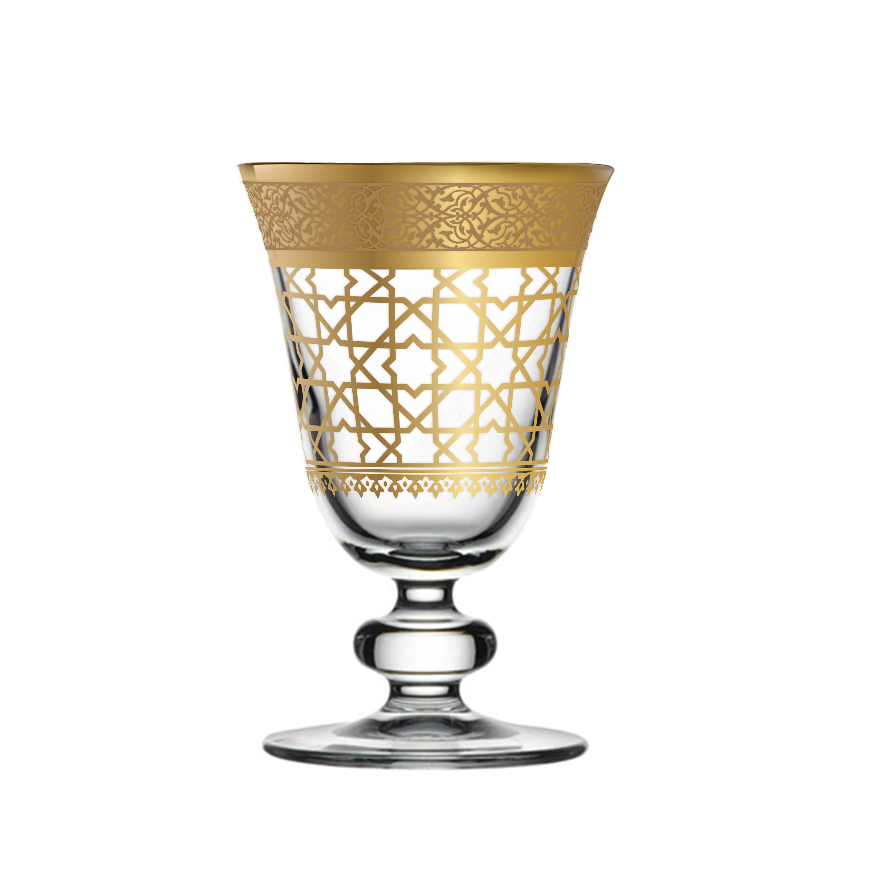 Dimlaj Cordoba 6-Piece Gold Goblet Stems Set - Elegant Wine Glasses for Parties, Weddings & Special Occasions