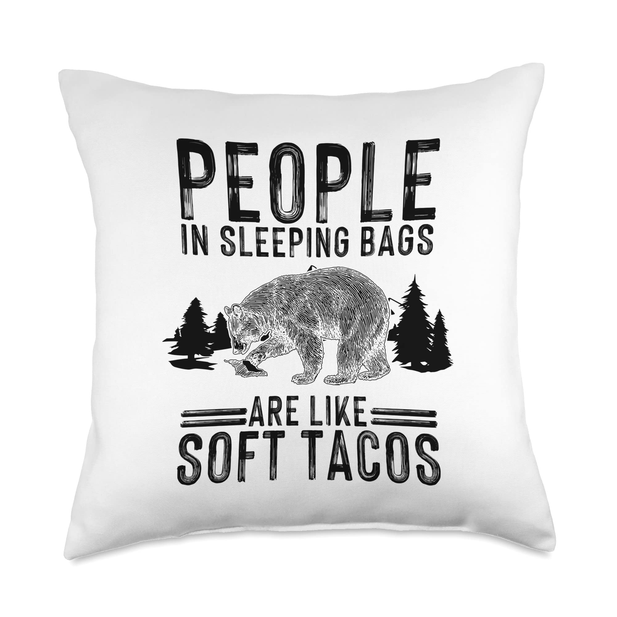 18x18 Multicolor Camping Throw Pillow - Fun Soft Taco Design Gift for Outdoor Enthusiasts - Perfect for Camping Trips, RV Adventures & Cozy Cabin Decor