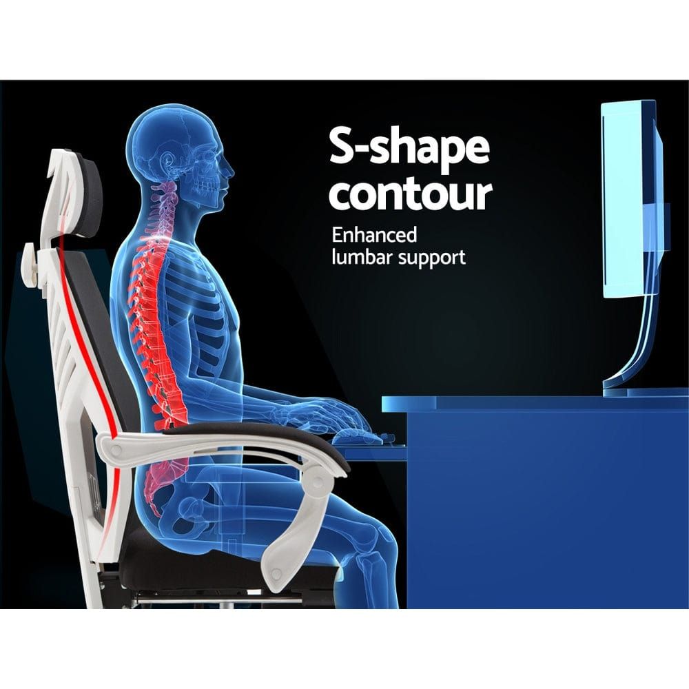 Artiss Ergonomic Mesh Office Chair with Recliner - Black & White - Perfect for Home Office, Gaming, and Workspace Comfort