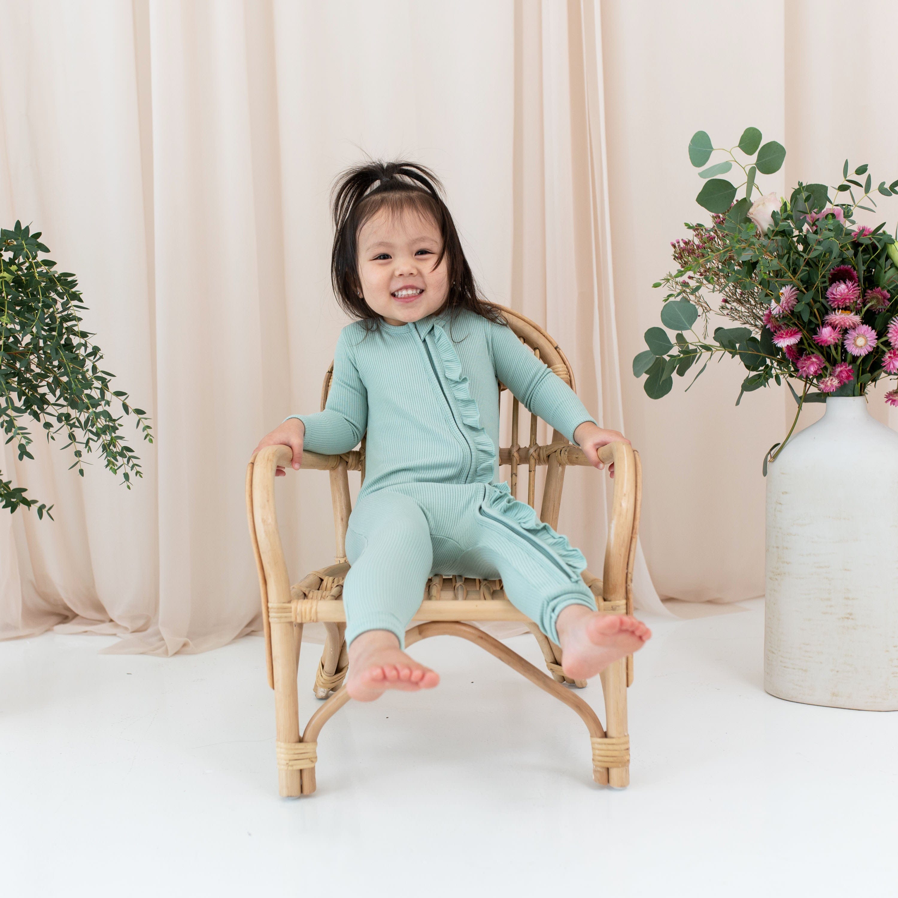 Sage Green Ribbed Ruffle Zipper Romper Jumpsuit - Stylish One-Piece Outfit for Women, Perfect for Casual Wear, Date Nights & Summer Fashion