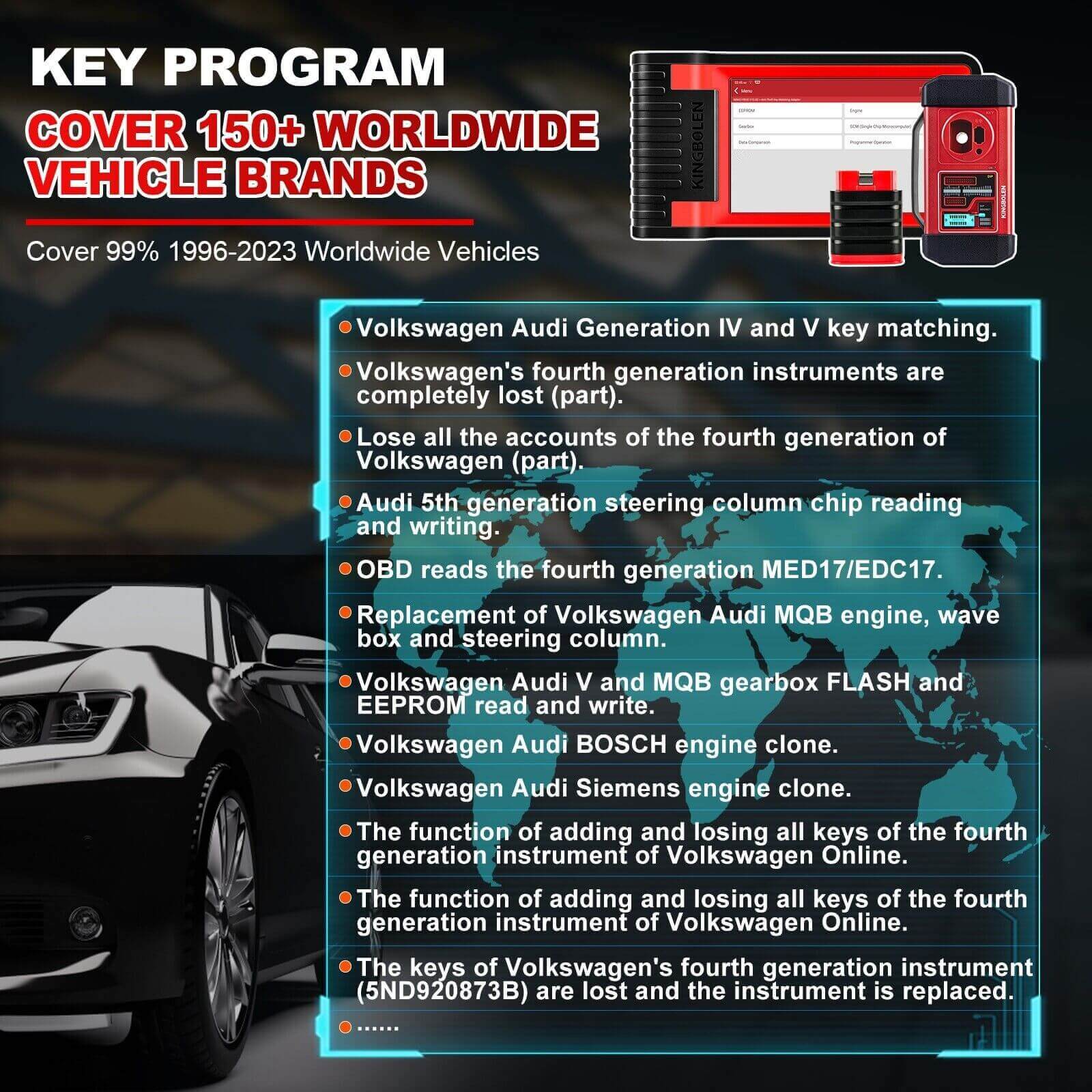 2025 KINGBOLEN K8 IMMO All System Diagnostic Tool - Key Programmer, ECU Coding, OBD2 Scanner with Anti-Theft & 24 Reset Functions - 2 Years Free Updates for Car Repair & Auto Maintenance Shops