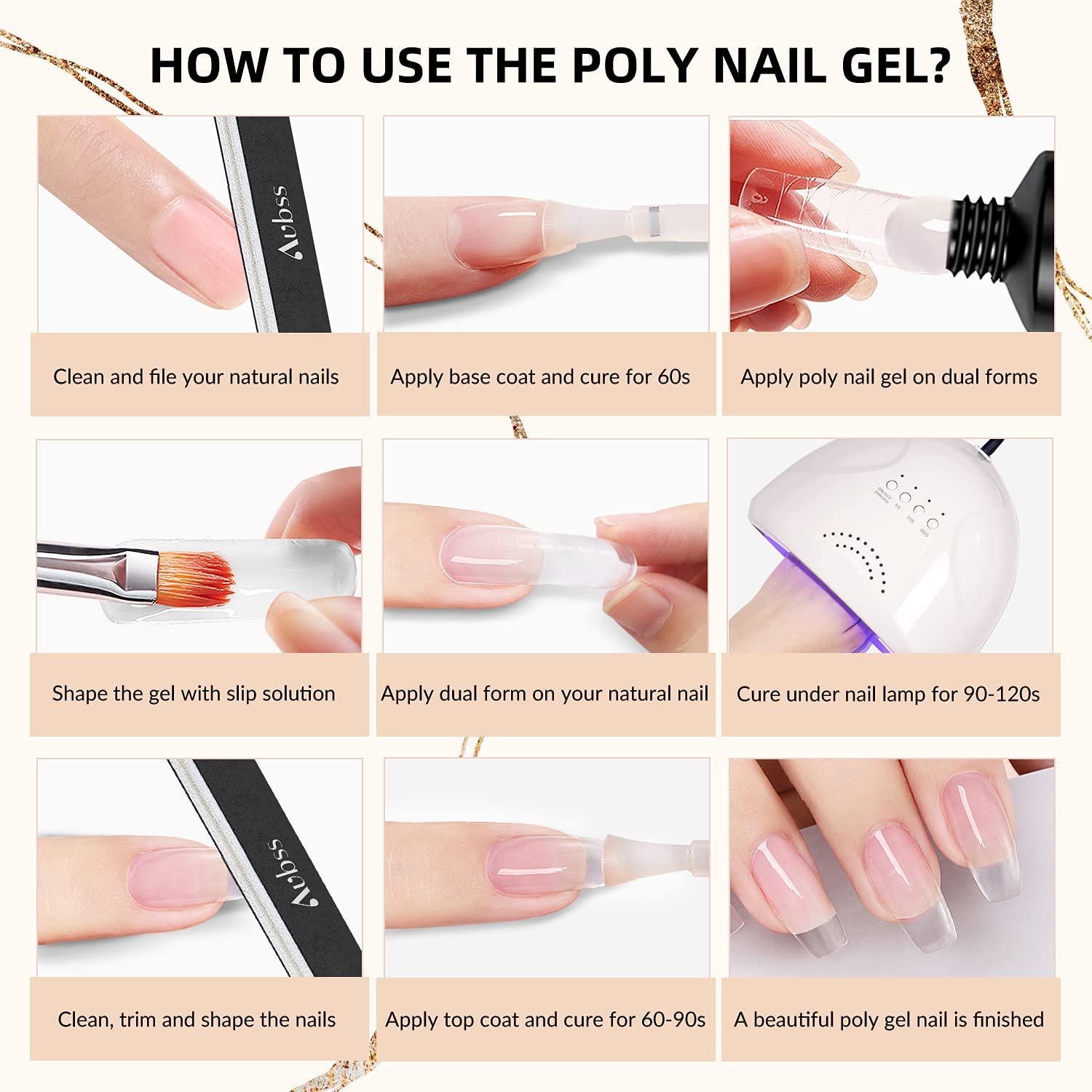 AISHU Clear Poly Nail Gel 60g - Professional Builder Gel for Nail Extensions & Nail Art | DIY Salon-Quality Manicures at Home | Perfect for Beginners & Professionals | Great for Acrylic Nails, Gel Extensions & Nail Art Designs
