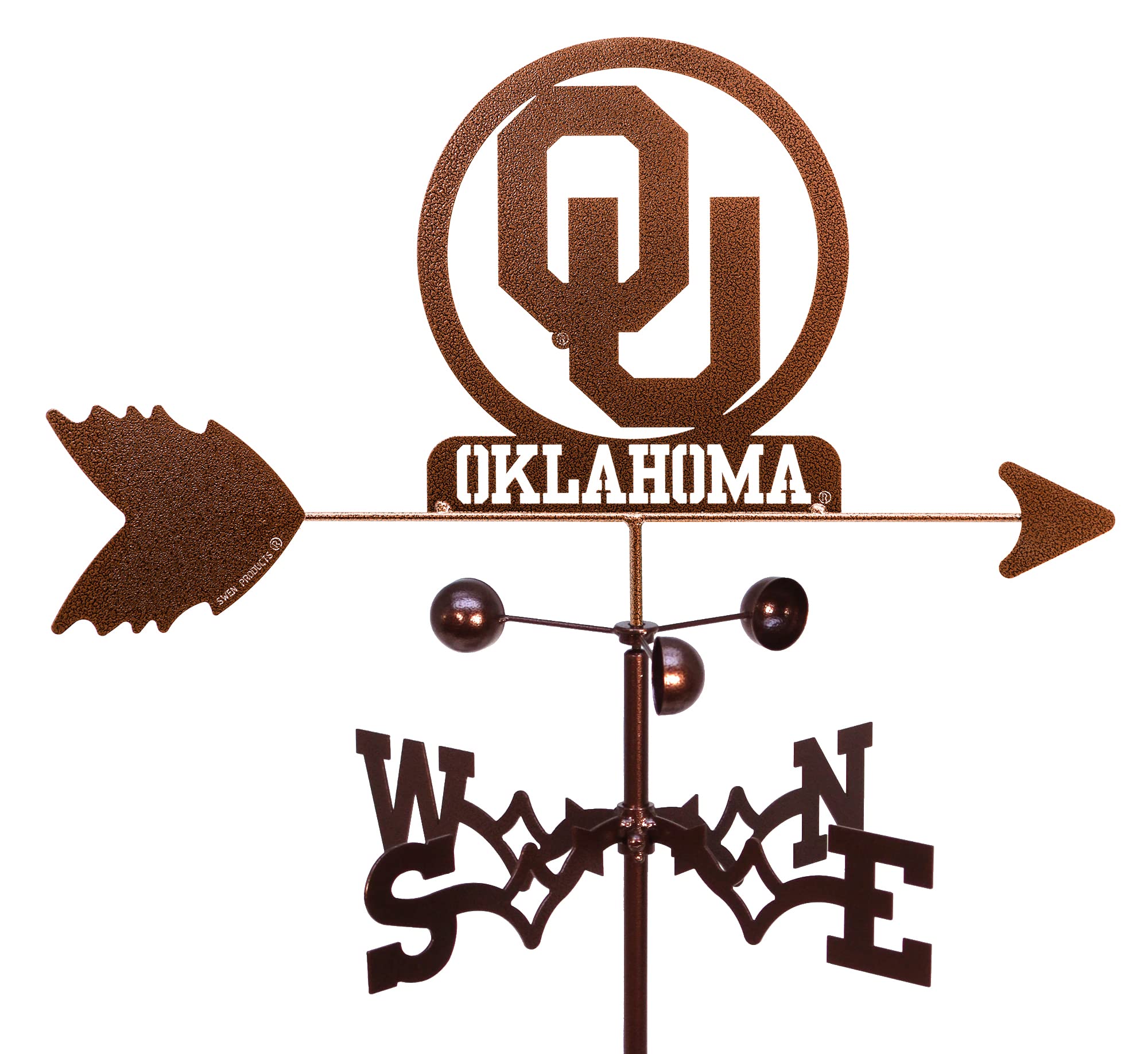 SWEN Oklahoma Sooner Weathervane with Garden Stake - Durable Outdoor Decor for College Football Fans, Perfect for Yard, Garden, or Tailgating Parties
