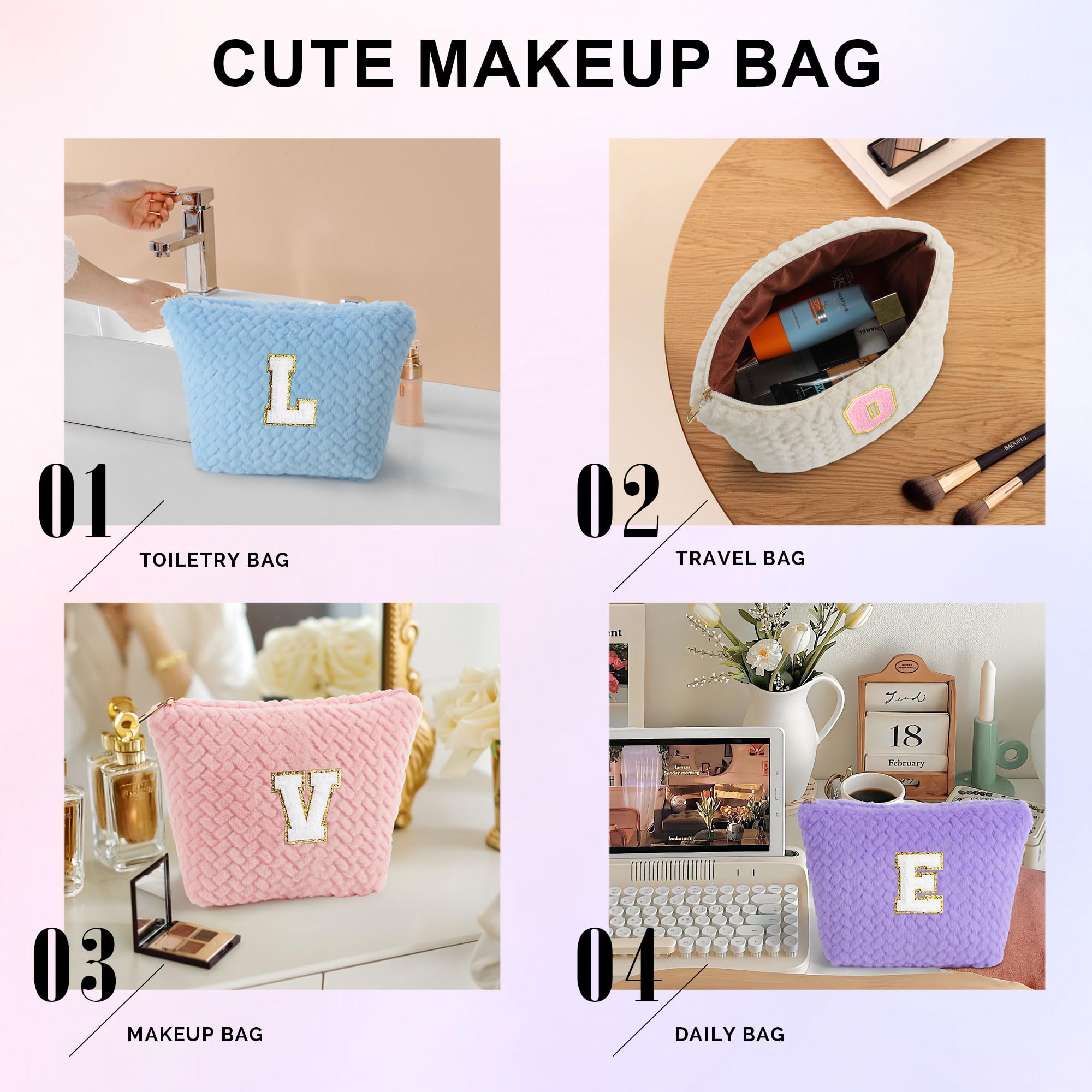 YOOLIFE Monogrammed Makeup Bag - Personalized Cosmetic Pouch & Travel Toiletry Case for Women | Graduation Gift for College Friends | Inspirational Present in Orange | Perfect for Daily Use, Travel & Gifting