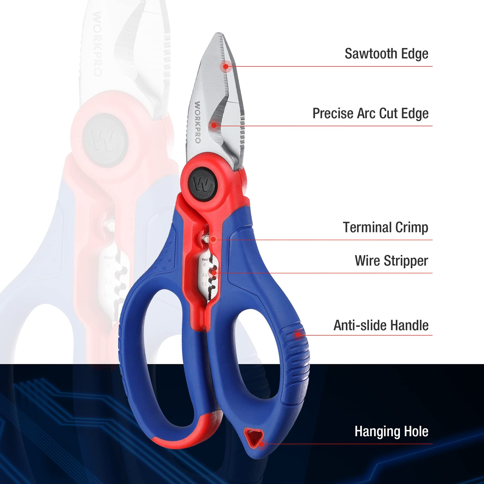 WORKPRO Professional Crimping Tool Kit with Stainless Steel Electrician Scissors - Perfect for Electrical Wiring, DIY Projects, and Home Repairs
