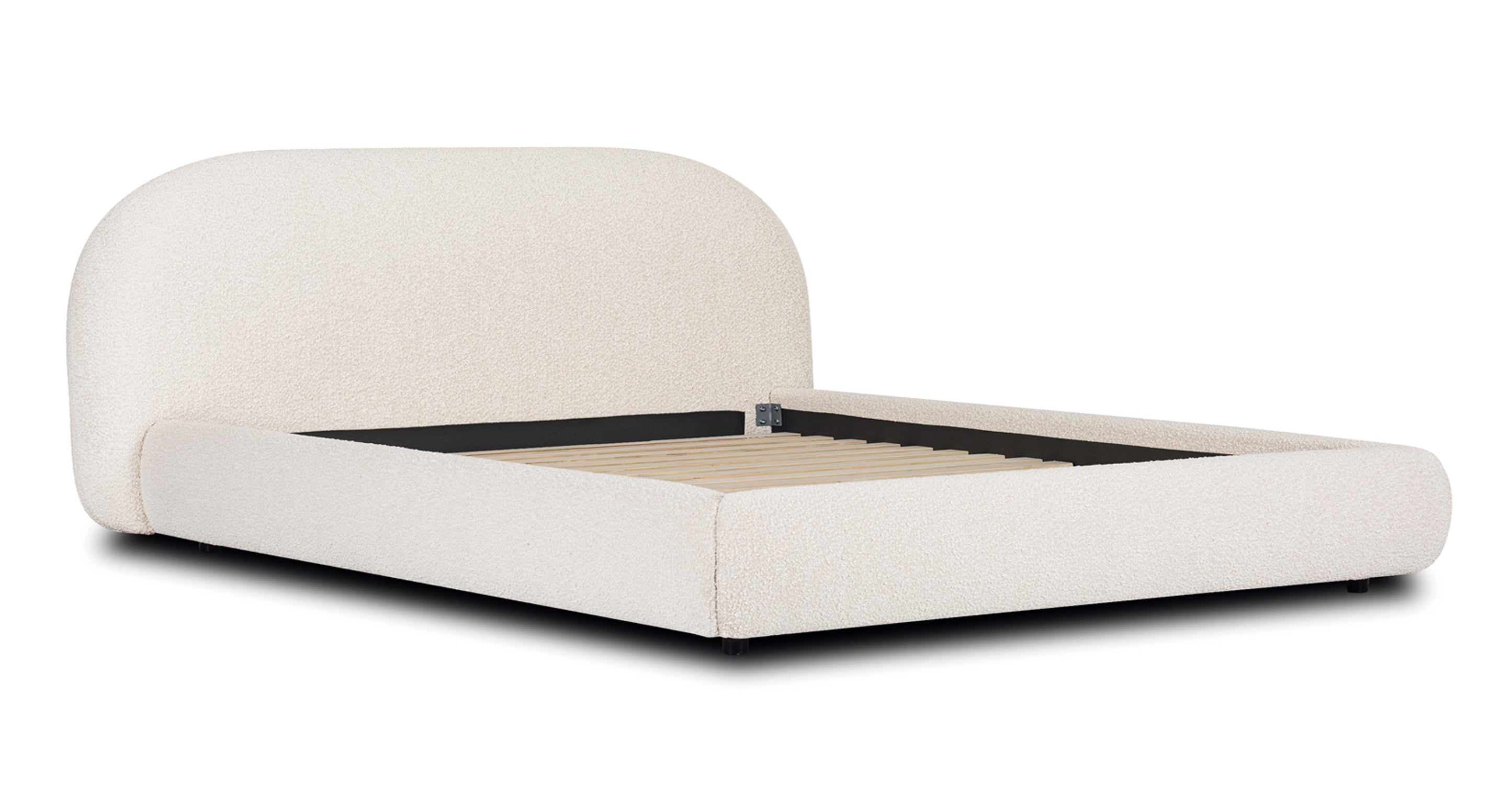 Genoa Queen Size Bed Frame - Modern Platform Bed with Upholstered Headboard, Sturdy Wooden Slats - Perfect for Master Bedroom, Guest Room, or Apartment