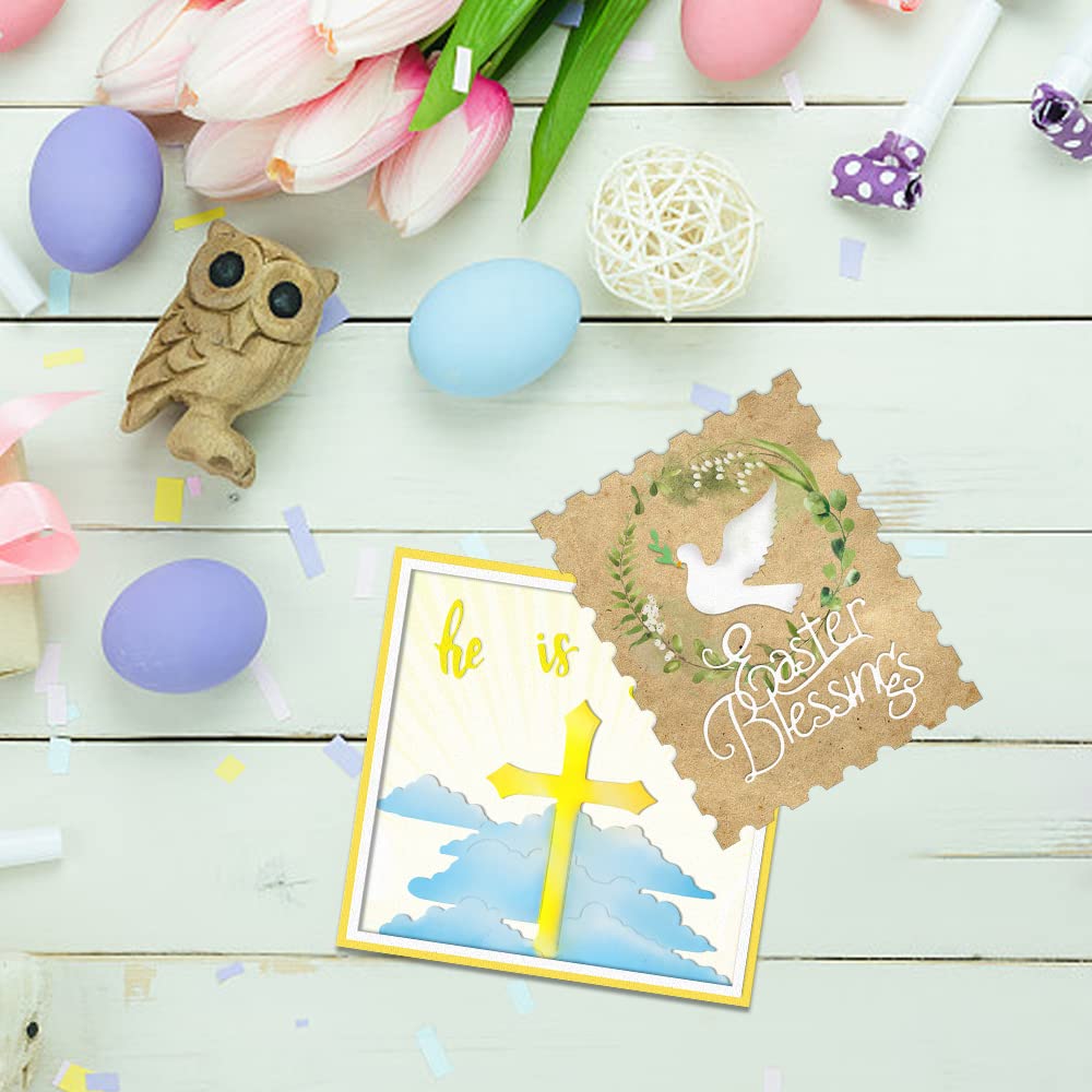 Easter Cross Die Cuts for Card Making - Religious Jesus Blessing Words & Egg Embossing Stencil Templates - DIY Scrapbooking, Paper Crafts, Photo Albums - Perfect for Easter Cards, Church Events & Christian Home Decor