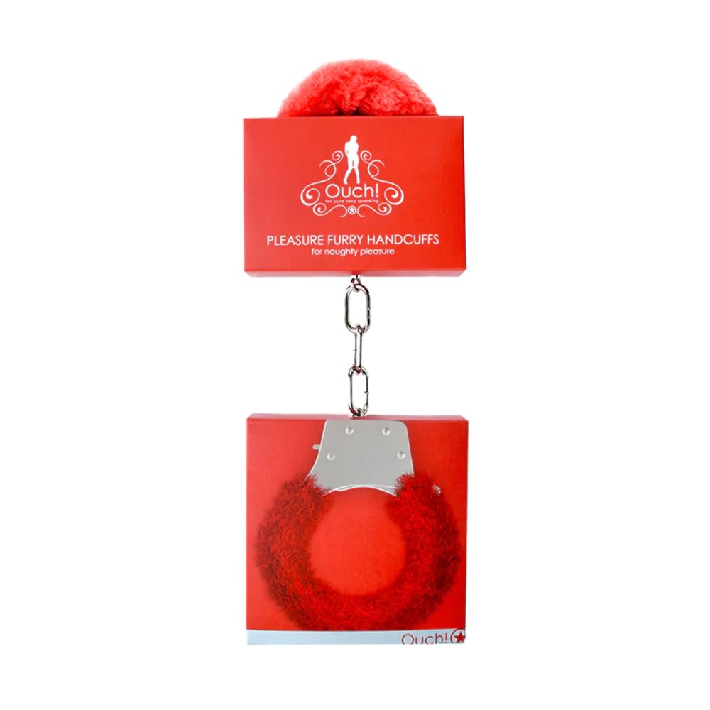 Premium Soft Furry Handcuffs in Red - Comfortable Restraints for Couples, Role Play & BDSM Accessories