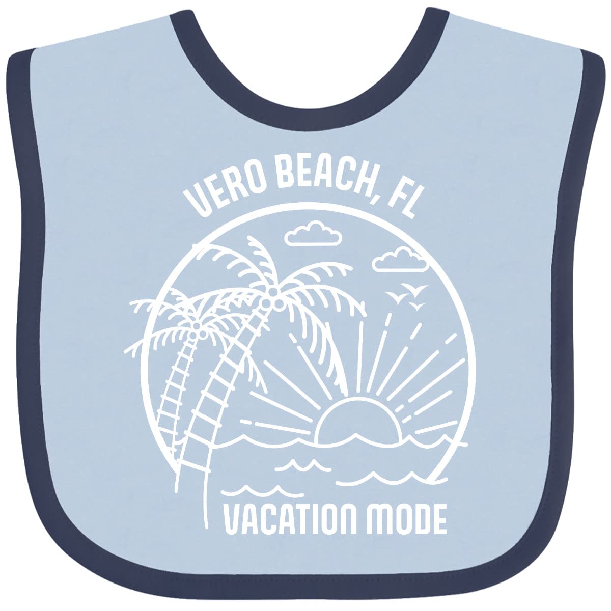 Inktastic Summer Vacation Mode Vero Beach Florida Baby Bib - Soft Cotton Drool Bib for Infants & Toddlers - Perfect for Beach Trips, Family Vacations & Outdoor Adventures