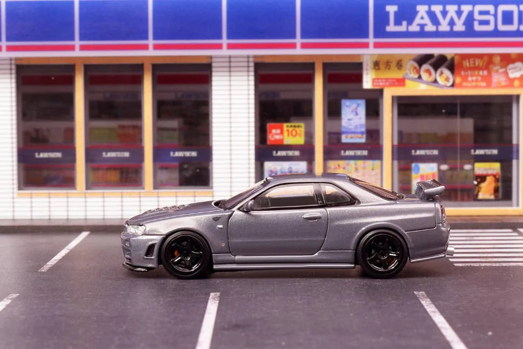 1:64 Scale Nissan Skyline GT-R R34 NISMO CRS Version Diecast Model Car - Gun Metallic Finish | Collectible Display Piece for Car Enthusiasts & Perfect Gift for Racing Fans