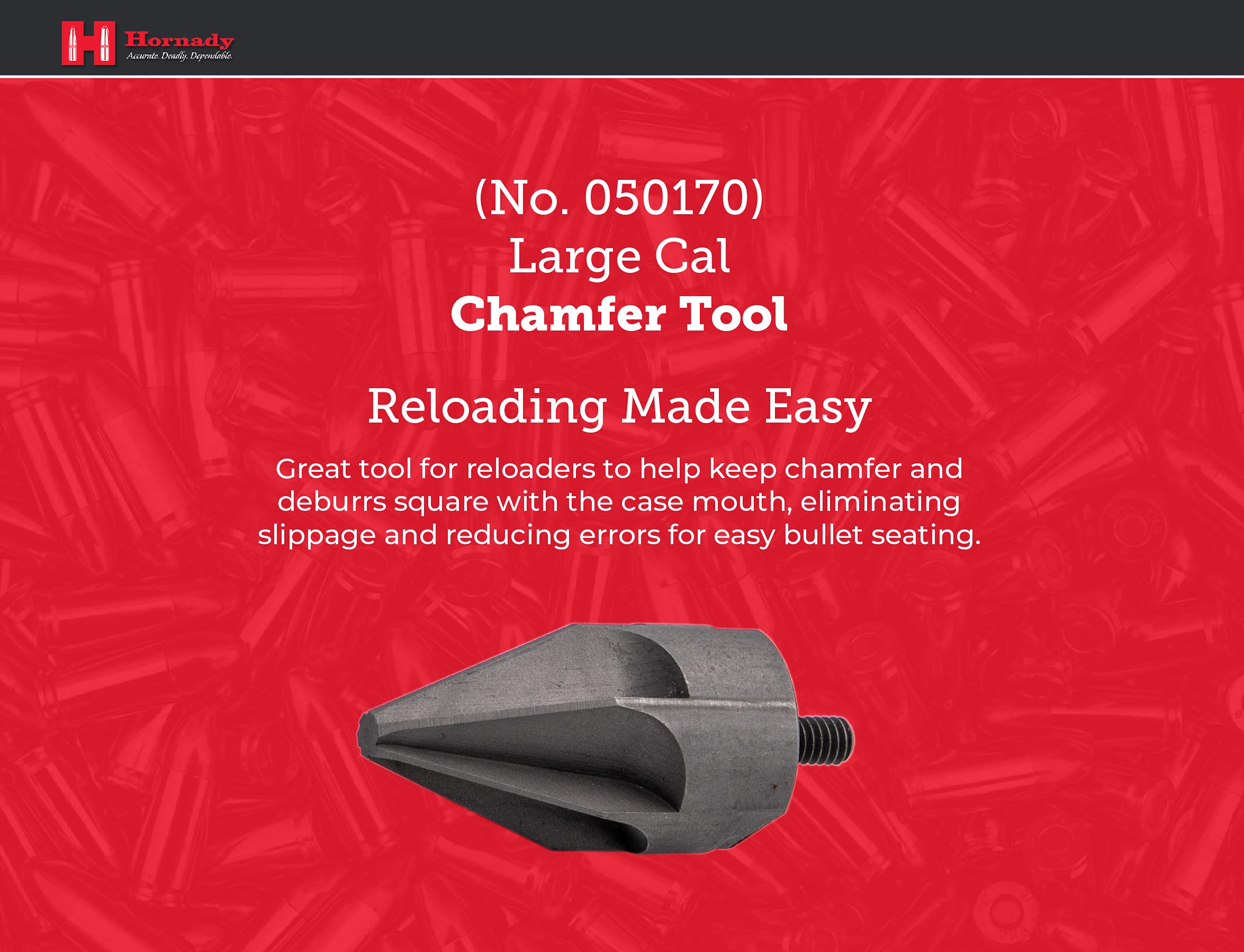 Hornady 050170 Large Caliber Inside Chamfer Tool - 8-32 Threaded Case Prep Reloading Tool for Removing Burrs from Case Mouths & Ensuring Accurate Bullet Seating - Perfect for Reloading Rifle & Pistol Cartridges at Home or Range