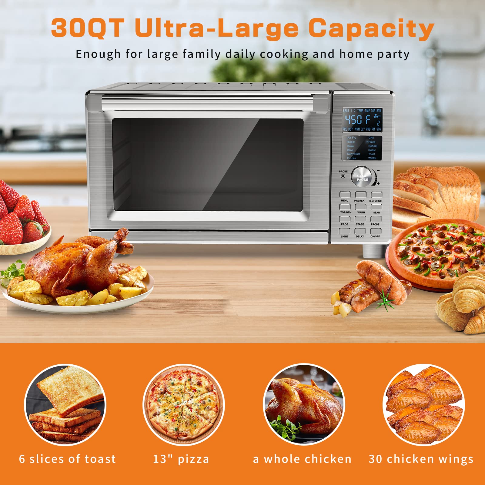 **Nuwave Bravo Air Fryer Toaster Oven Combo - 12-in-1 Smart Convection Countertop Oven, 30QT with Digital Temperature Probe, Tray, Basket & Fry Rack - Perfect for Baking, Roasting, and Air Frying at Home**