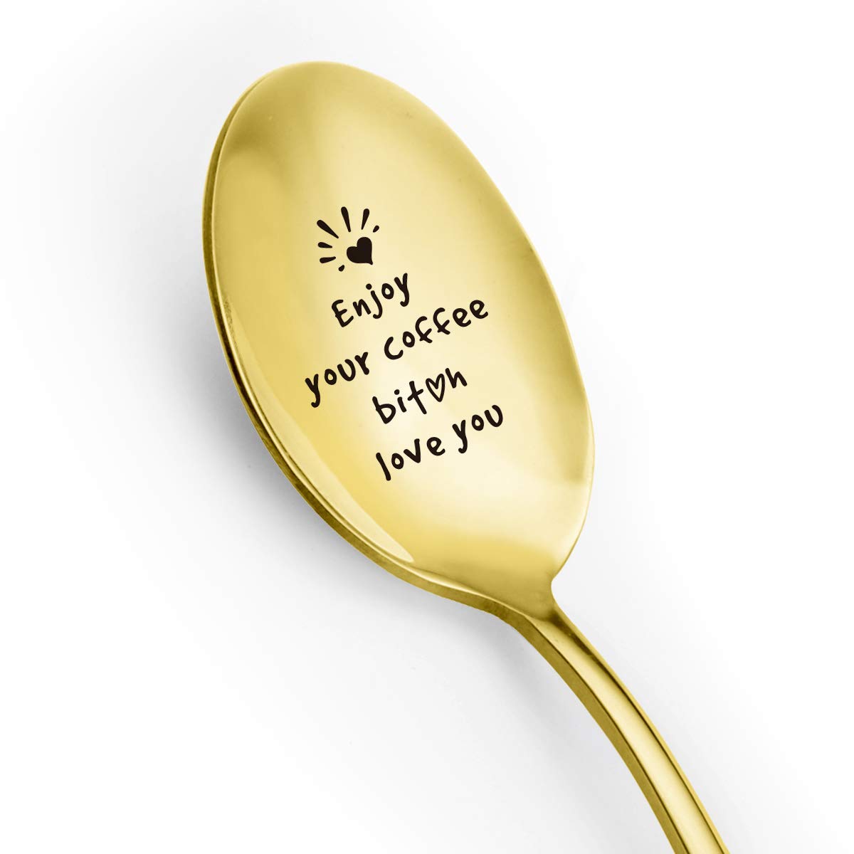 Funny Gold Coffee Spoon for Women - Best Friend Gift for Birthday & Valentine's Day - Coffee Lover Present for Anniversaries & Christmas