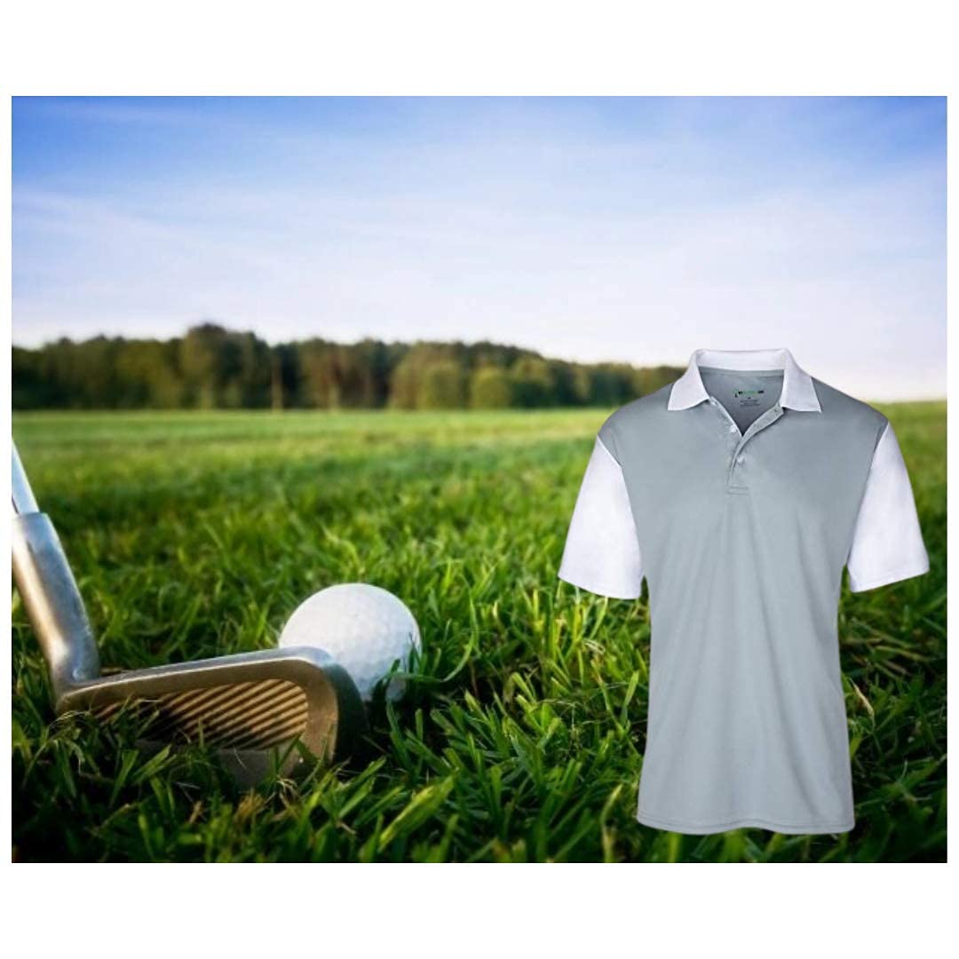 Men's Slim Fit Short Sleeve Golf Polo Shirt - Moisture Wicking Polyester Spandex Blend - Breathable & Stretchable for Comfort - Includes Free Golf Hat - Perfect for Golfing, Casual Wear & Outdoor Activities