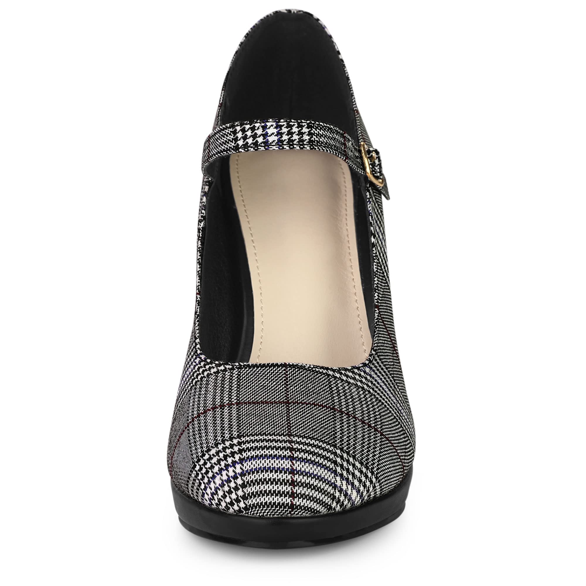 Allegra K Women's Houndstooth Platform Stiletto Heels Mary Jane Pumps - Stylish Dress Shoes for Office, Party & Special Occasions