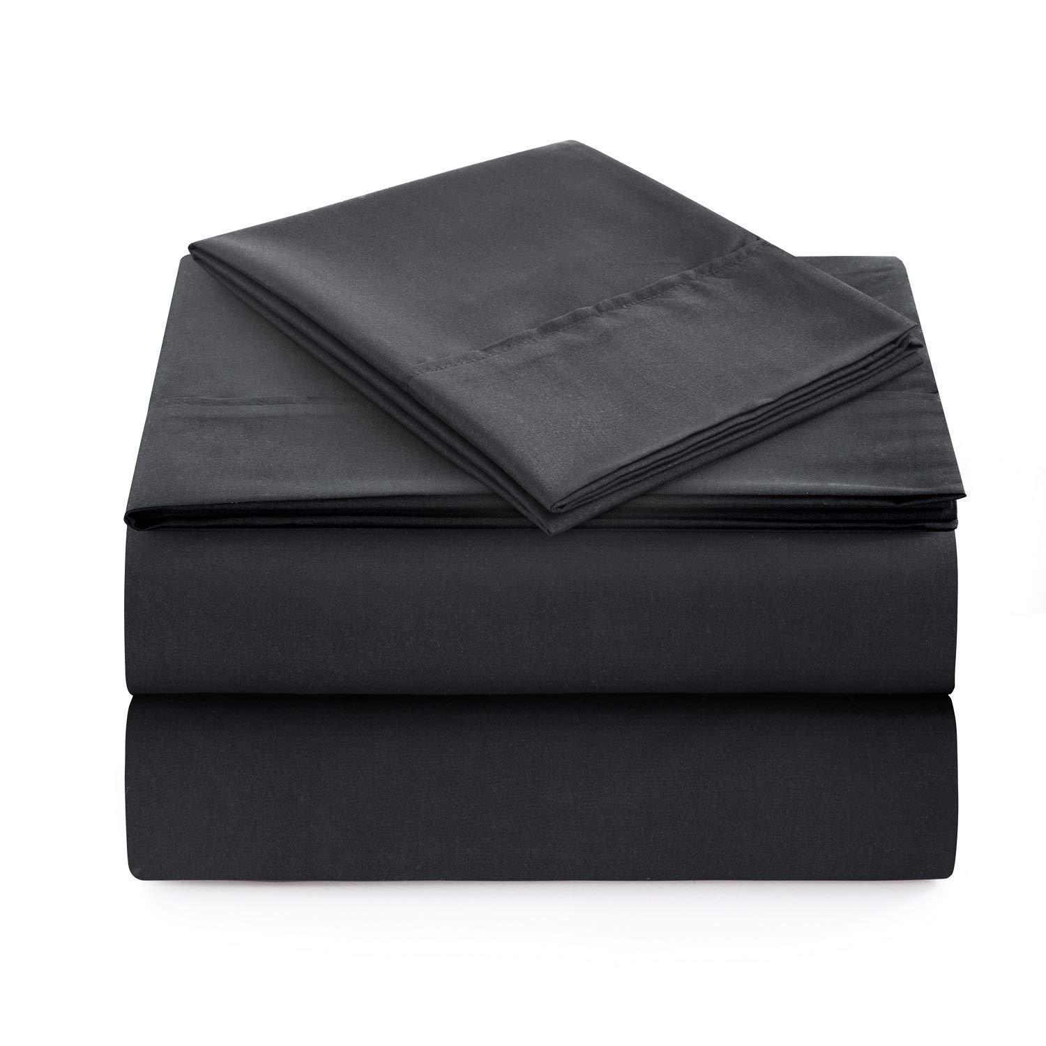 Premium 800 Thread Count 100% Cotton Sheets Full Size Black 4-Piece Bedding Set - Extra Long Staple, Breathable & Silky Sateen Weave - Fits Mattress Up to 20