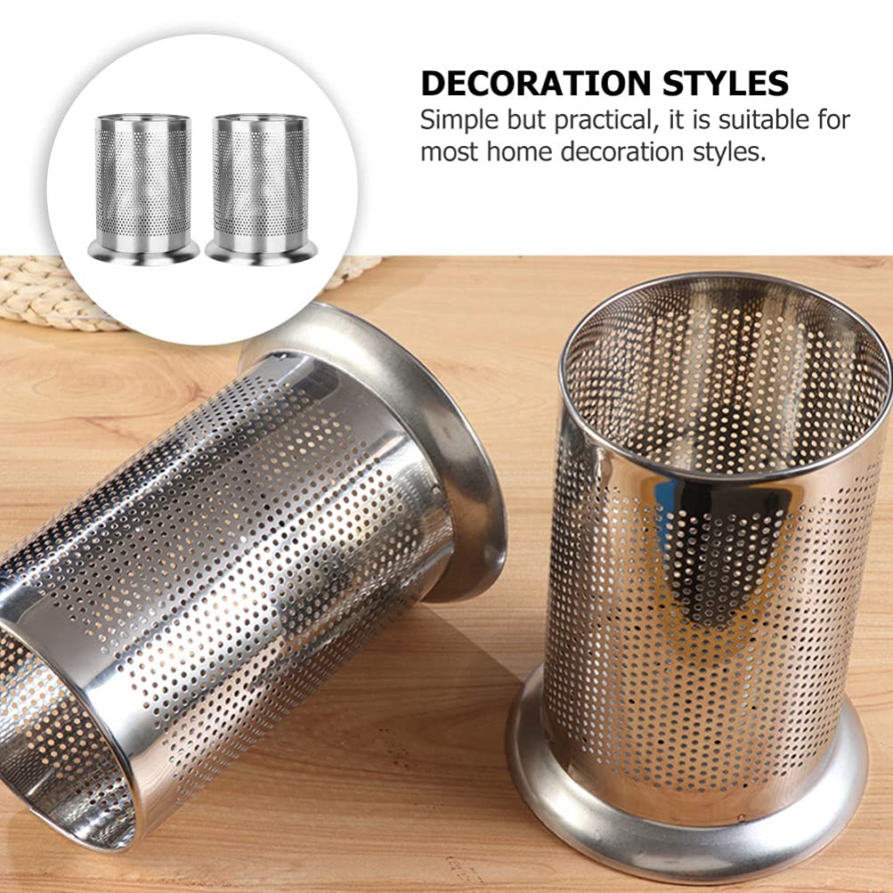 2-Pack Stainless Steel Kitchen Utensil Holder - Multi-Purpose Chopstick, Straw & Silverware Organizer for Countertop - Perfect for Kitchen, Home Office & Desk Organization (Pen Holder Included)