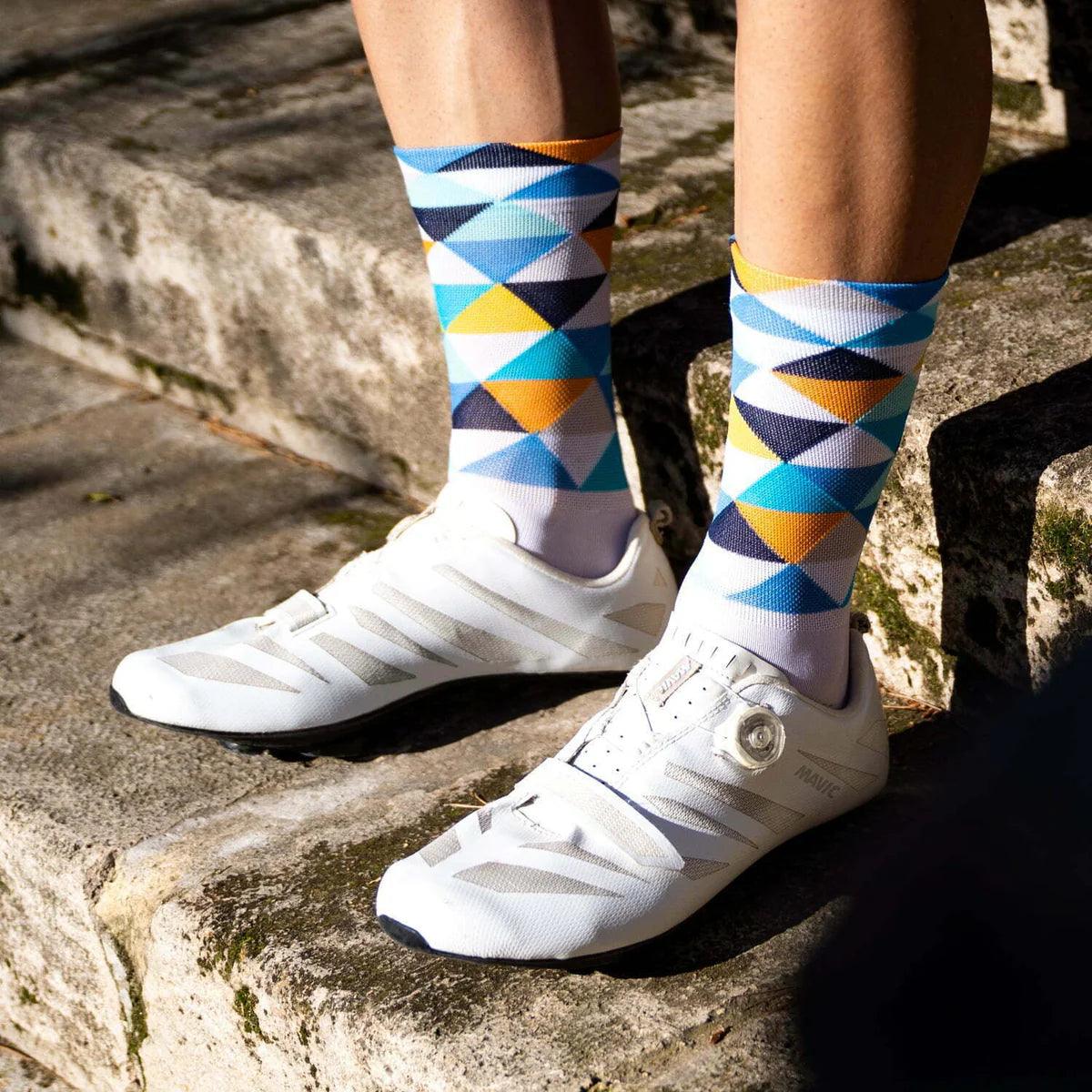 Breathable Blue Cycling Socks for Men & Women - Moisture-Wicking Sports Socks with Arch Support - Perfect for Road Biking, Mountain Biking & Indoor Cycling