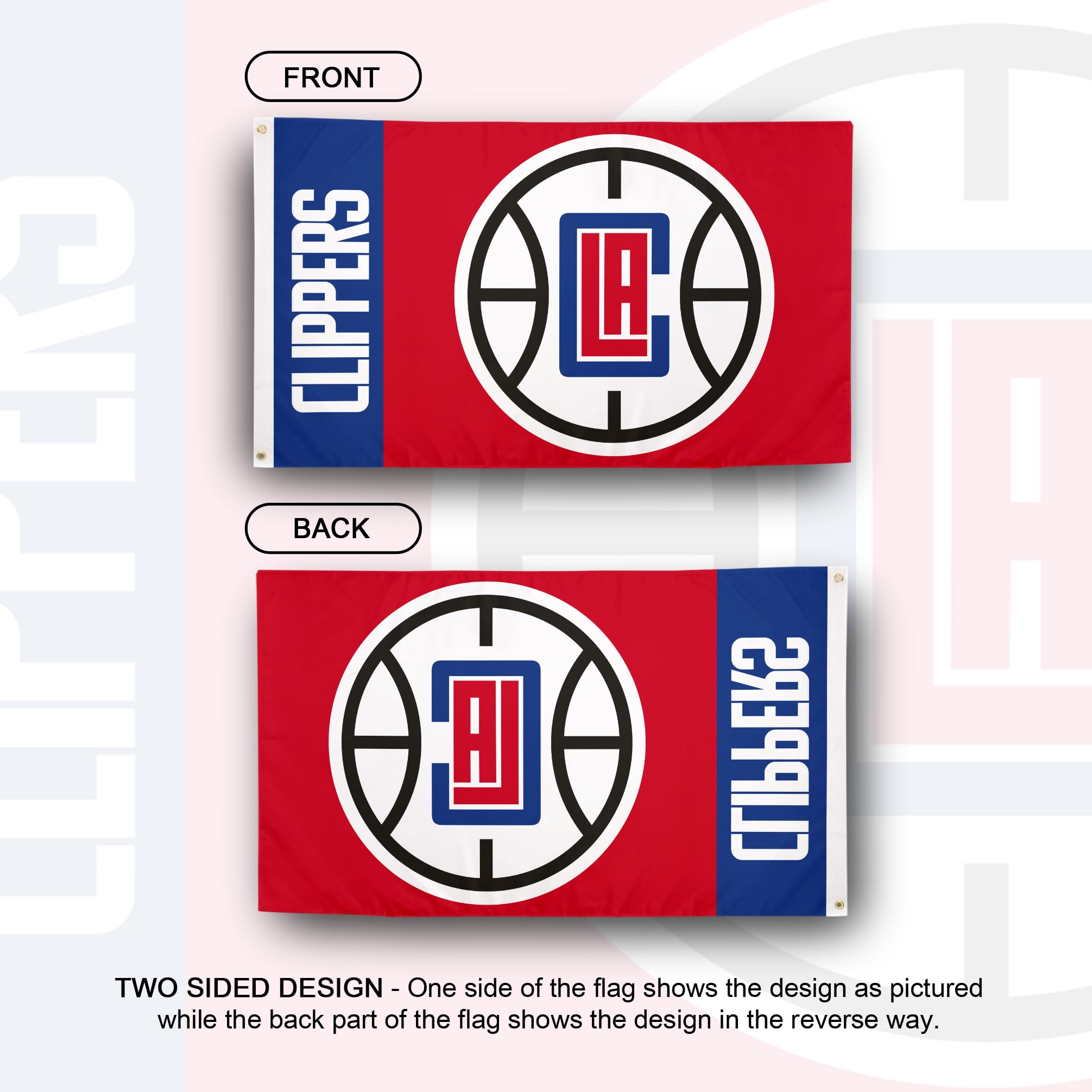 LA Clippers NBA Team Flag - 3x5 Feet Desert Cactus Design, 100% Polyester for Indoor & Outdoor Use - Perfect for Game Day Decor, Fan Cave, and Basketball Themed Parties