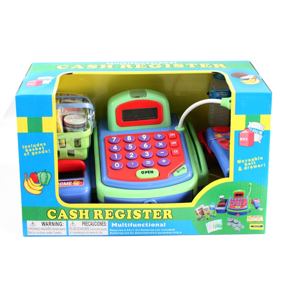 Just Like Home Kids Pretend Play Cash Register Toy - Green Color for Role Play, Learning & Fun | Perfect for Classroom, Playroom & Birthday Gifts