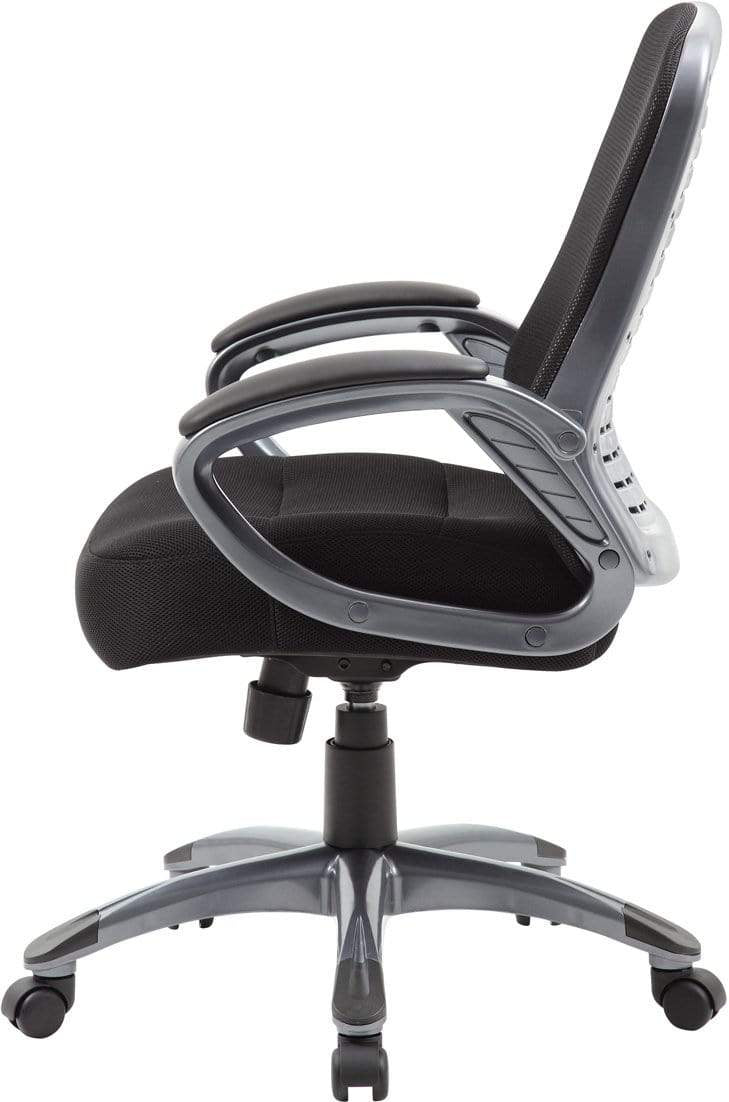 Ergonomic Boss Ribbed High Back Mesh Office Chair [B6756 BK] - Adjustable Lumbar Support & Breathable Design for Home & Office Workspaces