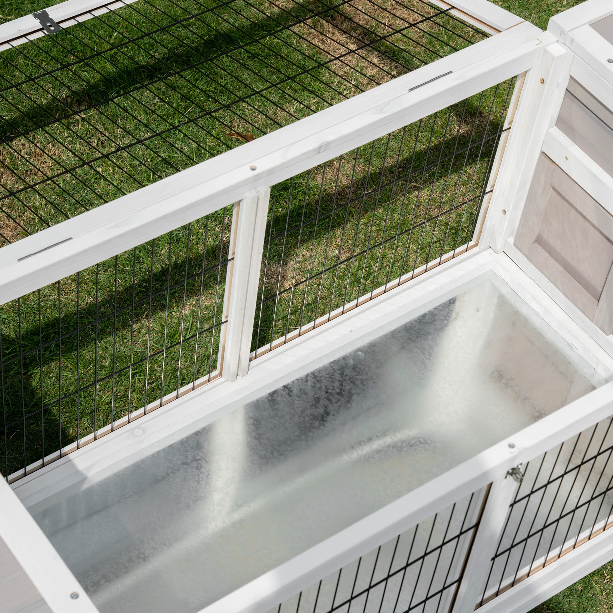 Premium PawHut Rabbit Hutch - Indoor Bunny Cage & Guinea Pig House with Pull-Out Tray & Divider Board | Durable White Small Animal Shelter for Rabbits, Guinea Pigs, Hamsters | Perfect for Home, Backyard, or Pet Store Use