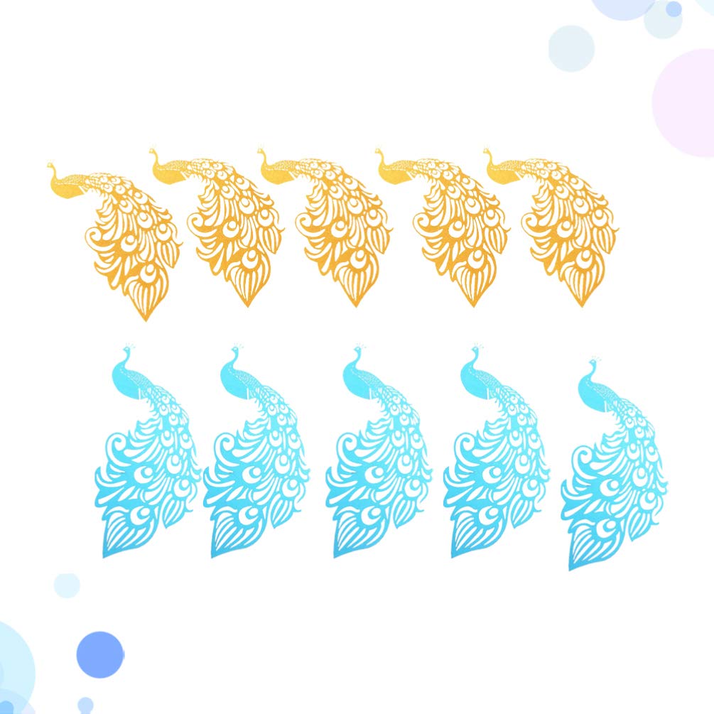 100pcs Elegant Peacock Glass Place Cards - Wine Glass Markers for Christmas Parties, Weddings & Events - Funny Drink Markers with Hollow Paper Inserts - Perfect for Table Settings, Name Cards & Business Cards