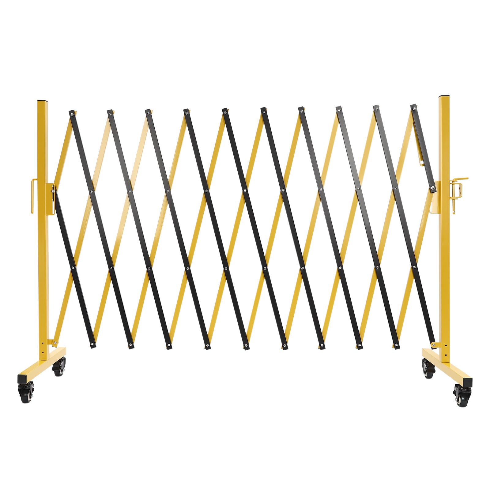 Foldable Industrial Expandable Metal Barricade - Adjustable Safety Barrier Gate with Wheels, Portable Traffic Fence (Yellow & Black, Expands to 11 Feet) - Ideal for Crowd Control, Construction Sites & Event Safety Management