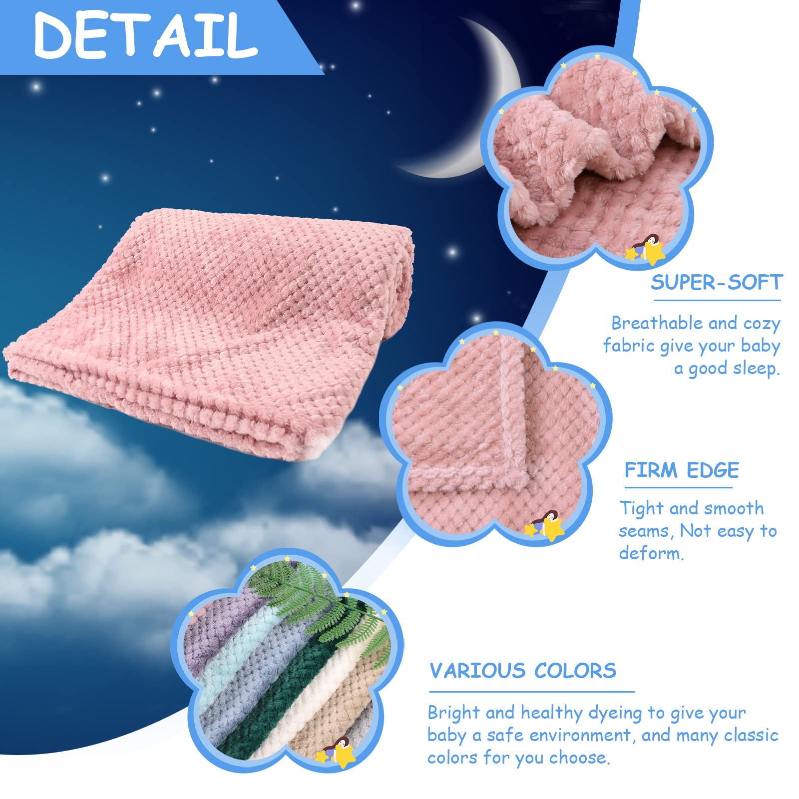 Soft Plush Fleece Throw Blanket for Baby Boys & Girls - Warm Winter Toddler Blanket, Cozy Infant Receiving Blanket for Newborns - All Season Use (Pink) - Perfect for Nursery, Stroller, Car Seat & Cuddle Time