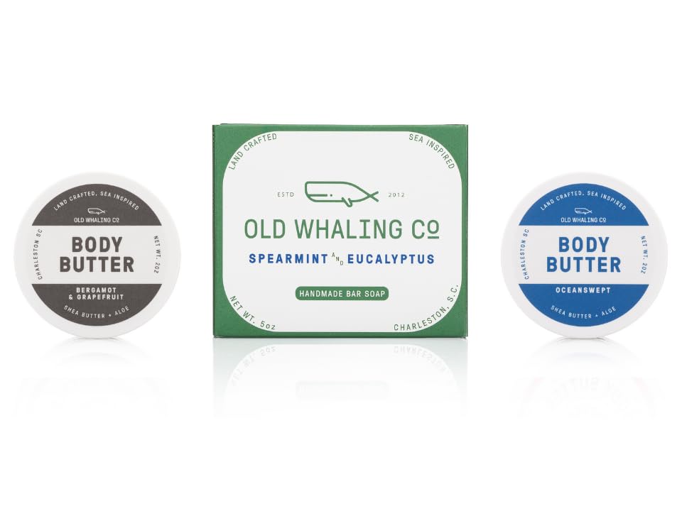 Old Whaling Co Invigorating Discovery Kit - 3-Piece Set with Bar Soap & Travel Body Butters | Bergamot Grapefruit, Oceanswept, Spearmint Eucalyptus Scents | Perfect for Travel, Gifts & Self-Care Routine