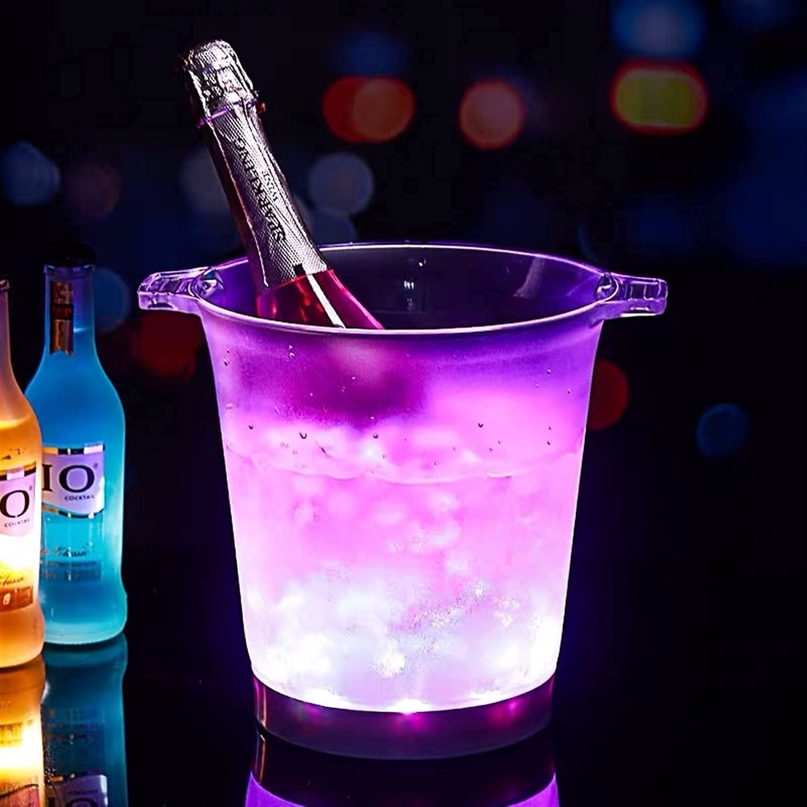 AWJ 5L LED Ice Bucket with Color Changing Lights - Battery Powered Waterproof Drink Container for Wine, Champagne, Beer & Beverages - Perfect for Party, Home, Bar & Outdoor Gatherings