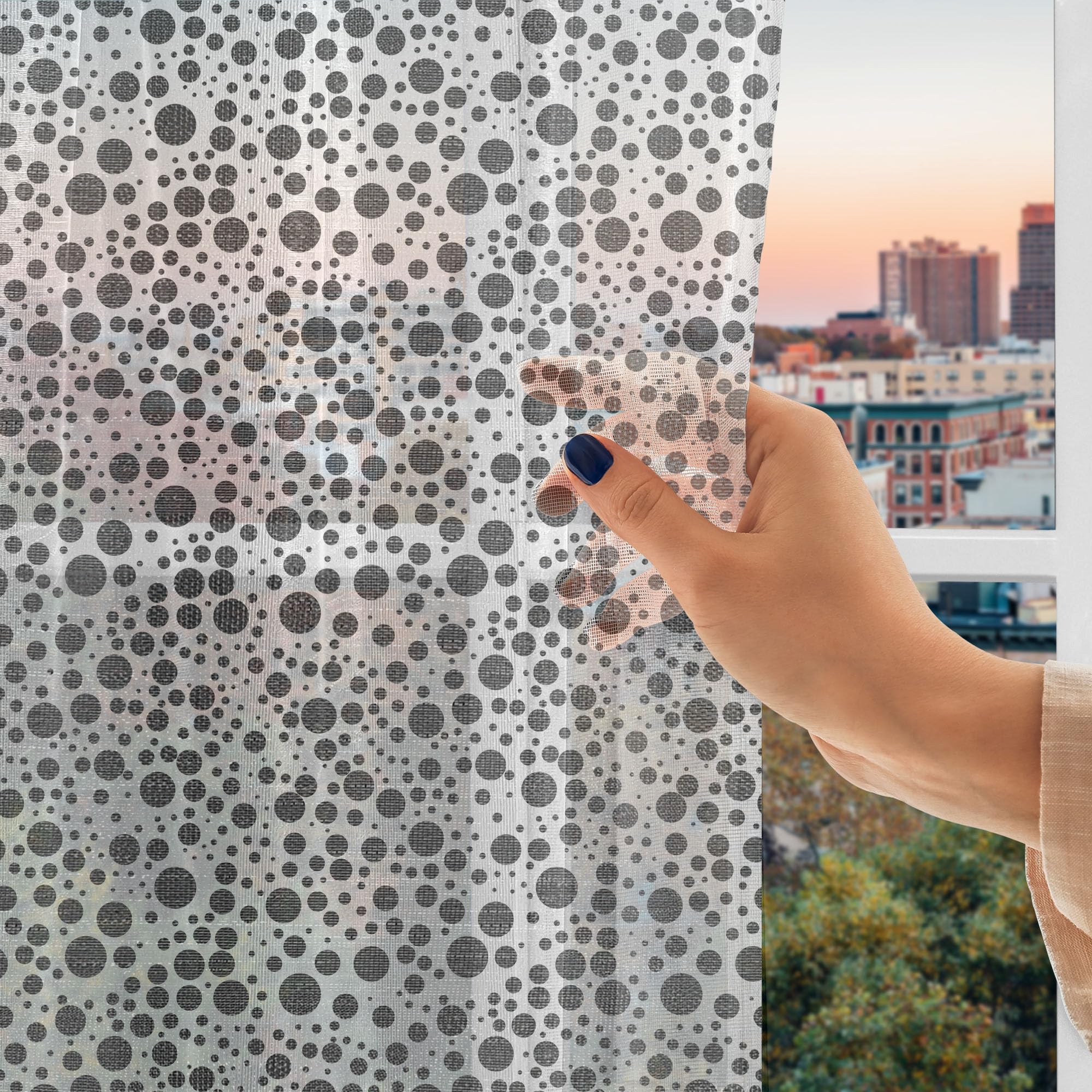 Ambesonne Black and White Tulle Curtains with Rod Pocket - Big & Small Dots Pattern Sheer Drapes for Wedding, Party, Bedroom & Living Room - 2 Panels 108