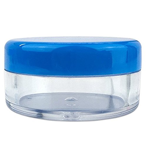 50-Piece 5g/5ml Clear Round Acrylic Jars with Blue Lids - Perfect for Cosmetics, Lotions, Creams, Makeup, Beads, Charms & DIY Crafts - Ideal for Home Organizing, Travel Containers & Small Item Storage