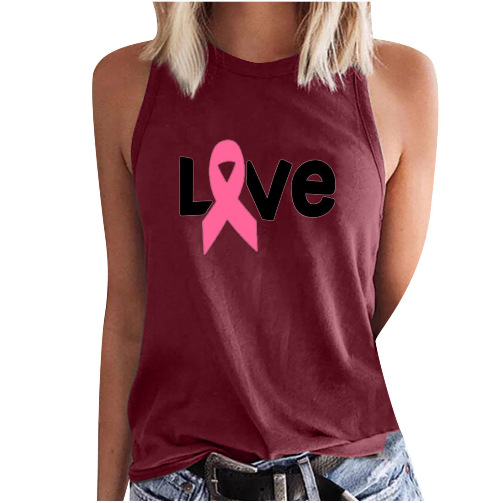 Women's High Neck Sleeveless Printed Tank Tops - Fashion Casual Round Neck Blouse T-Shirt for Summer, Workout, and Everyday Wear
