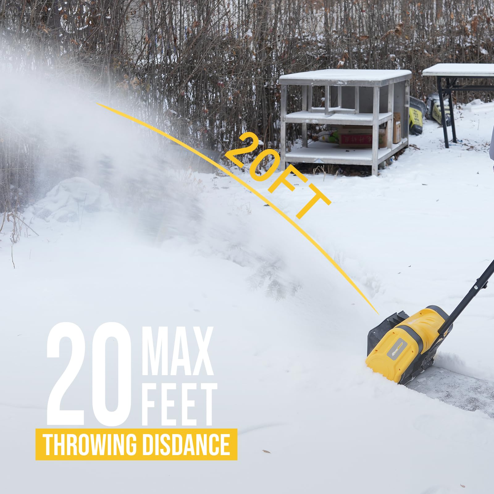 20V 12-Inch Cordless Snow Shovel - 4Ah Battery Powered Snow Blower with Directional Plate & Adjustable Handle - Includes Quick Charger - Perfect for Driveways, Sidewalks & Winter Storm Cleanup