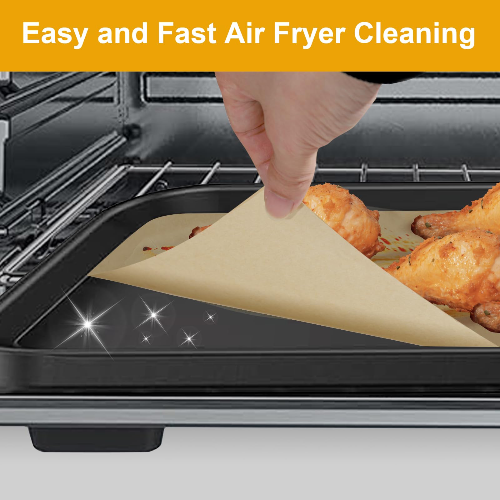 100Pcs 12-inch Air Fryer Parchment Paper Squares - Non-Stick Baking Sheets for Cuisinart Air Fryer & Convection Toaster Oven - Perfect for Roasting, Baking & Reheating Food | Eco-Friendly & Disposable