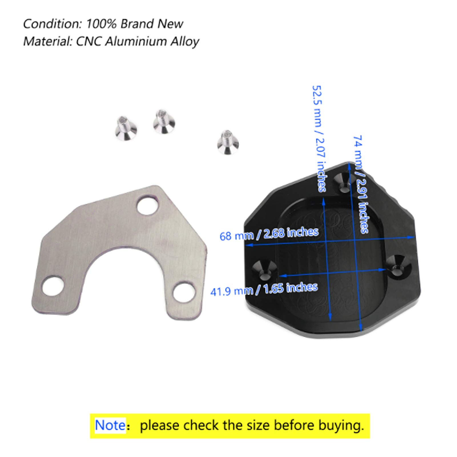 Qiilu Motorcycle Kickstand Extension Pad - Enlarged Plate Pad KSP-135-BLK Compatible with Suzuki DRZ400S/E DRZ400SM 2000-2020 - Perfect for Off-Road, Parking & Uneven Surfaces