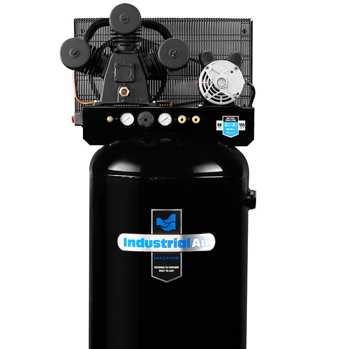 Industrial Air ILA4708065 240V 80 Gallon Vertical Stationary Air Compressor - Heavy Duty for Workshops, Garages & Industrial Applications