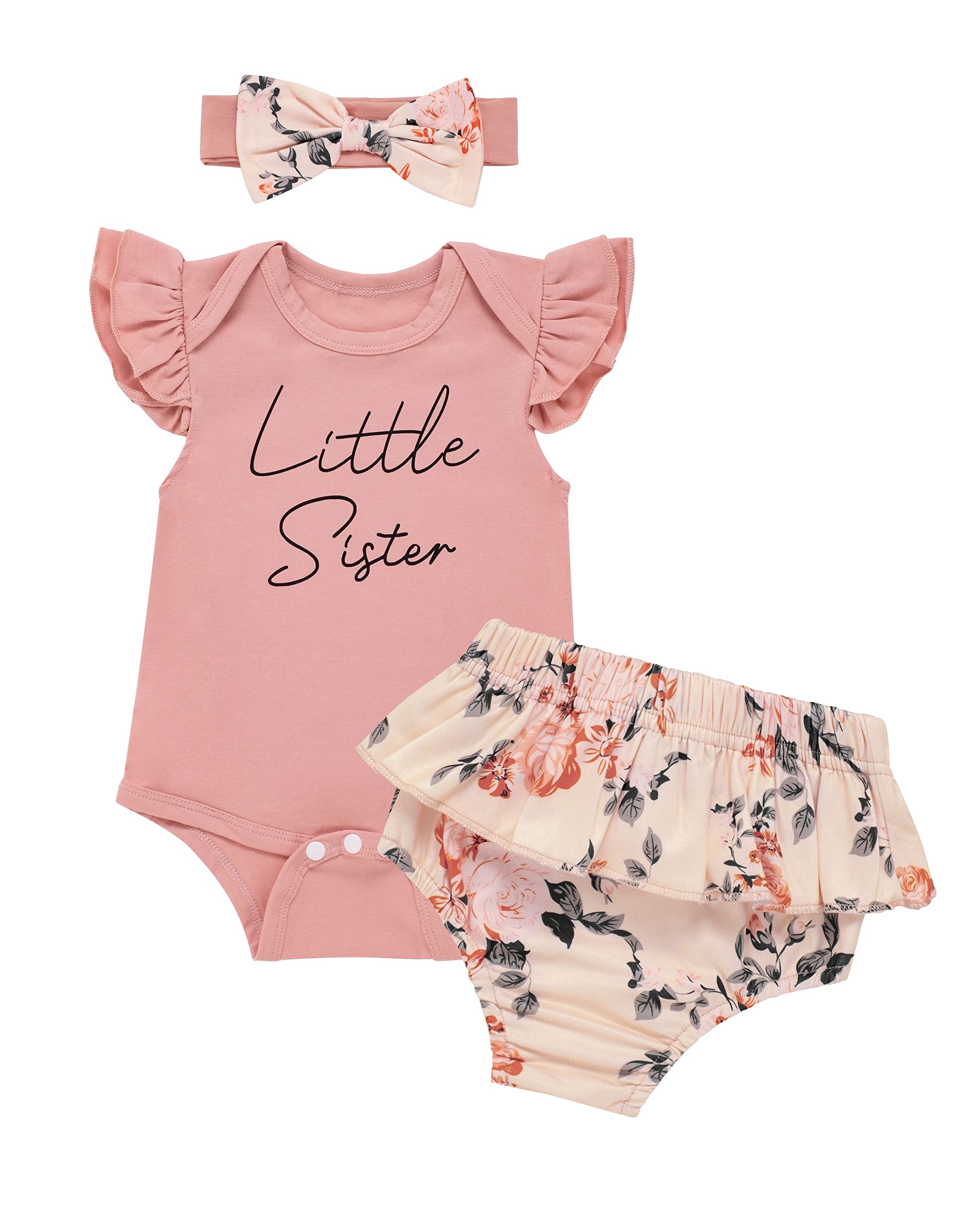Adorable Toddler Baby Girl Matching Outfit - Pink Floral Pants Set for Little Sister & Big Sister | Perfect for Family Photos, Sibling Bonding & Special Occasions