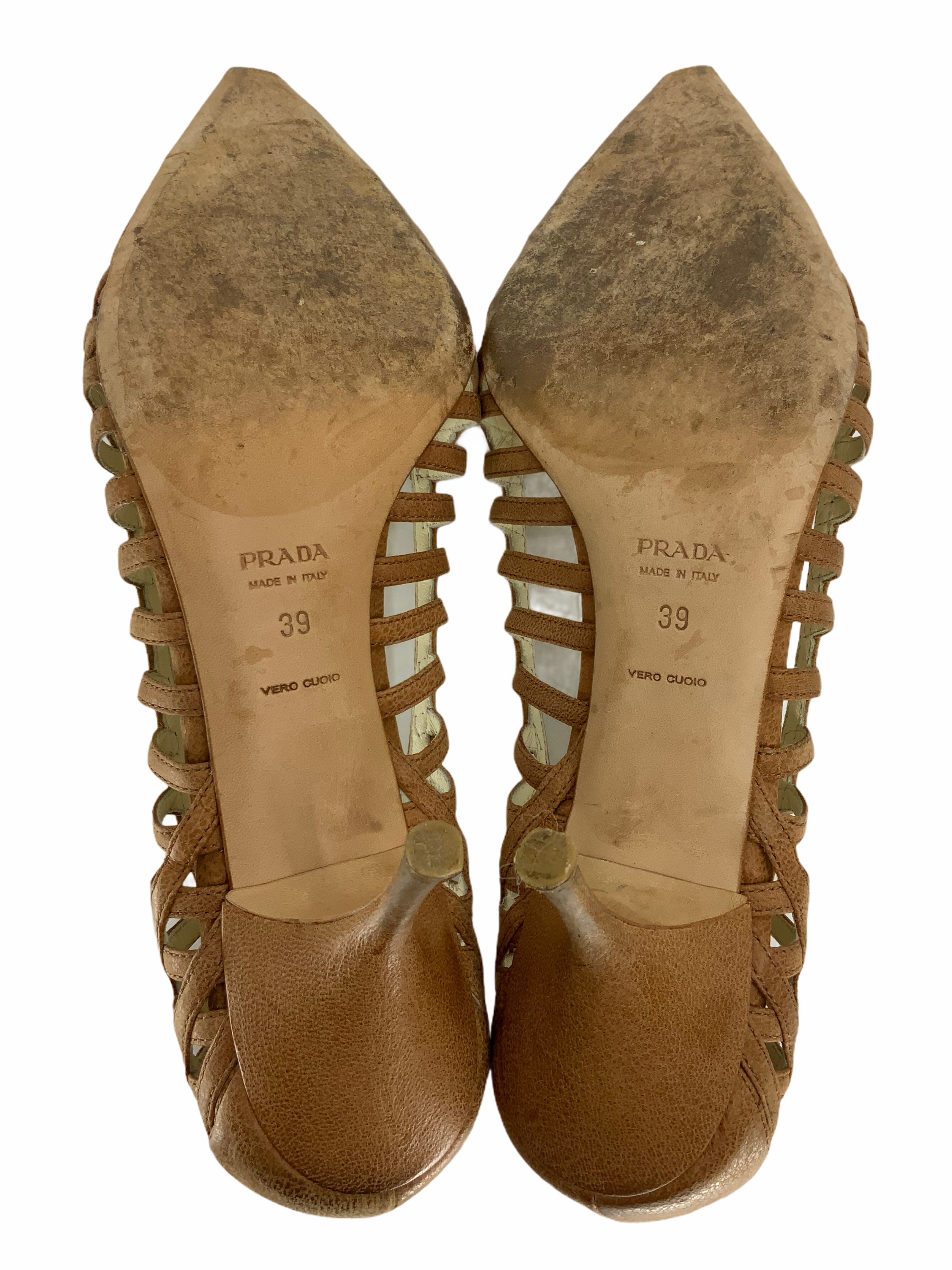 Prada Women's Laser Cut Leather Pumps - Size 9 US | Elegant Pointed Toe Heels for Office, Party & Wedding Events