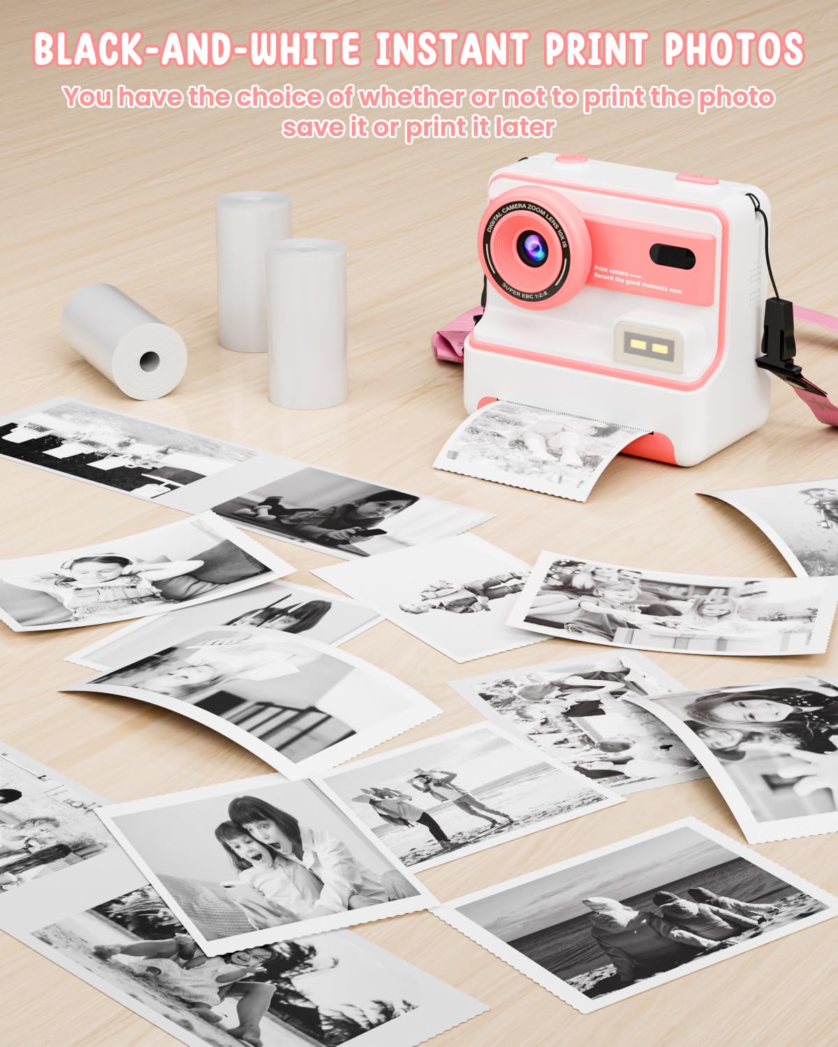Instant Print Kids Camera for Girls & Boys Ages 3-12 - 1080P Digital Camera with 32GB Card - Best Christmas Birthday Gift for 4-10 Year Olds - Perfect for Travel, Parties & Creative Play