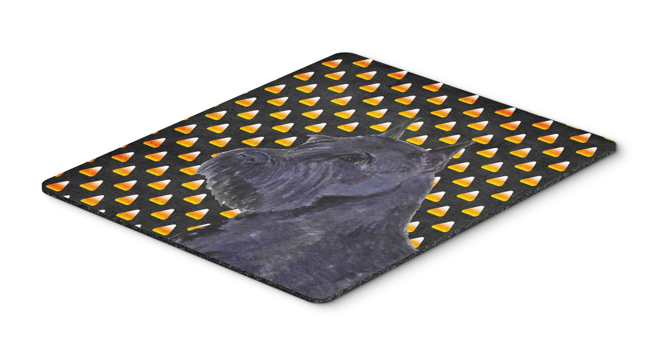 Caroline's Treasures SS4316MP Schnauzer Giant Candy Corn Halloween Portrait Mouse Pad - Large Washable Non-Slip Desk Mat for Home Office, Gaming & Computer Work | Cute Dog-Themed Mousepad for Halloween Decor & Workstation Accessories