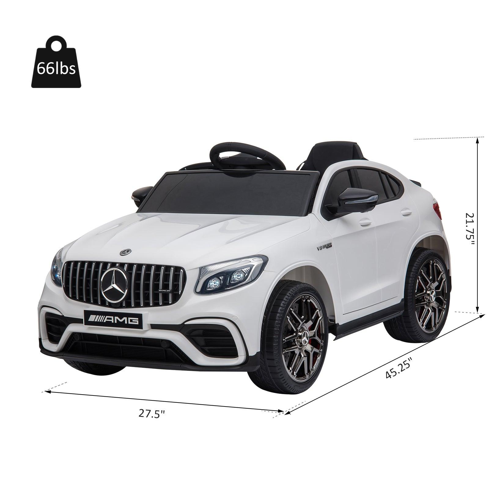 12V Mercedes Benz AMG GLC63S Coupe Electric Ride On Car for Toddlers - Remote Control, 2 Speed, MP3 Player, LED Lights & Horn - Perfect Birthday Gift for Boys & Girls (White) - Indoor & Outdoor Play, Backyard Fun, Park Adventures