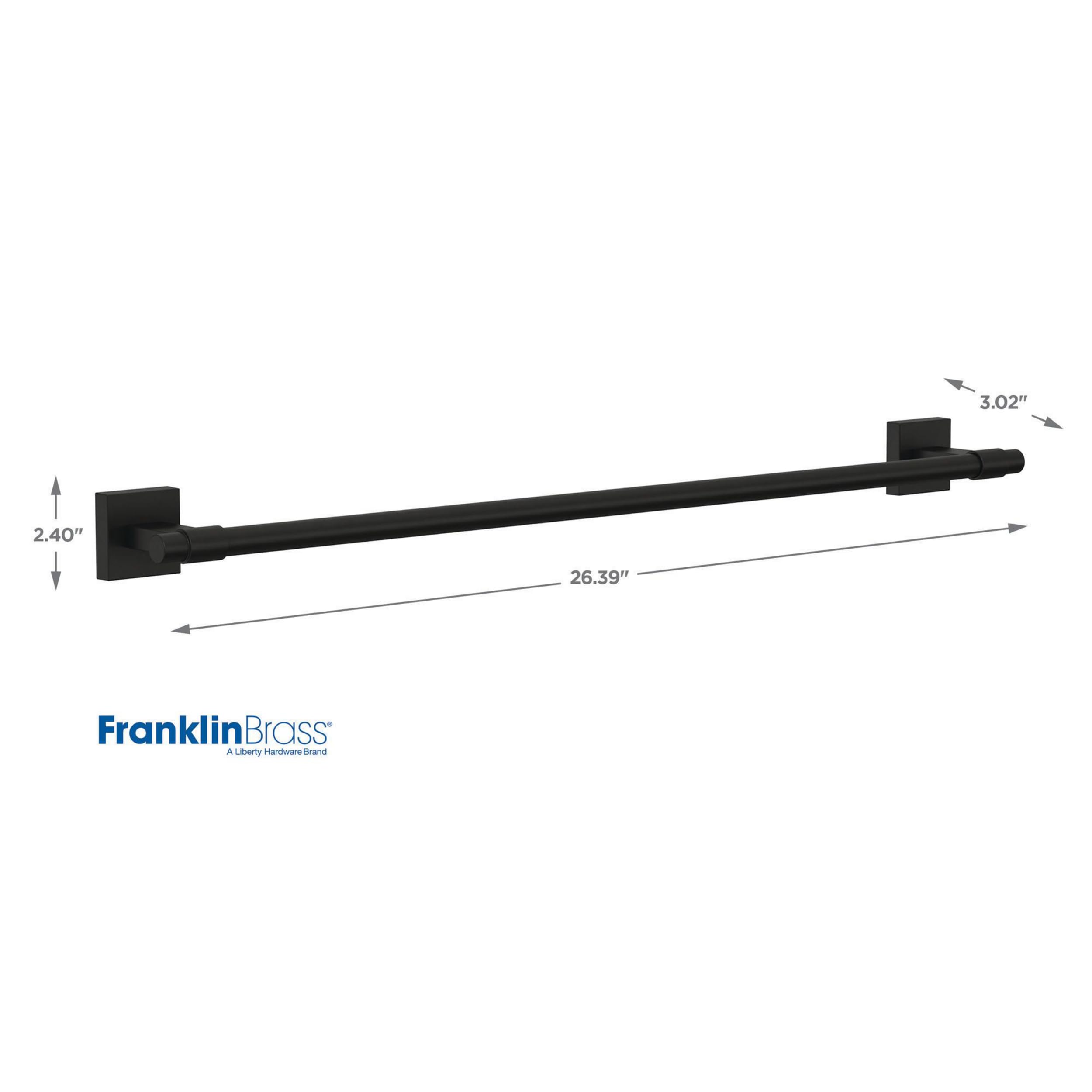 Franklin Brass Maxted 24-Inch Matte Black Towel Rack (1-Pack) - Wall Mounted Bathroom Towel Holder Bar with Heavy Duty Steel Construction - Perfect for Bathrooms, Spas, and Guest Rooms